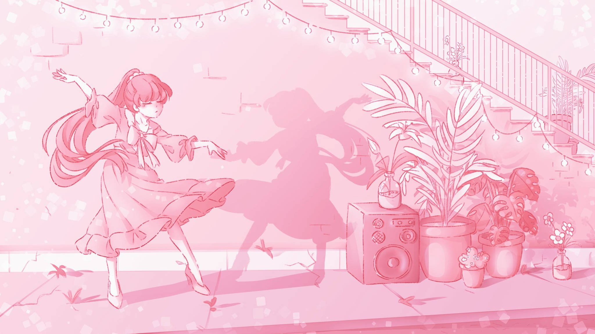 Pembe Anime Estetiği Dansçı Duvar Kağıdı