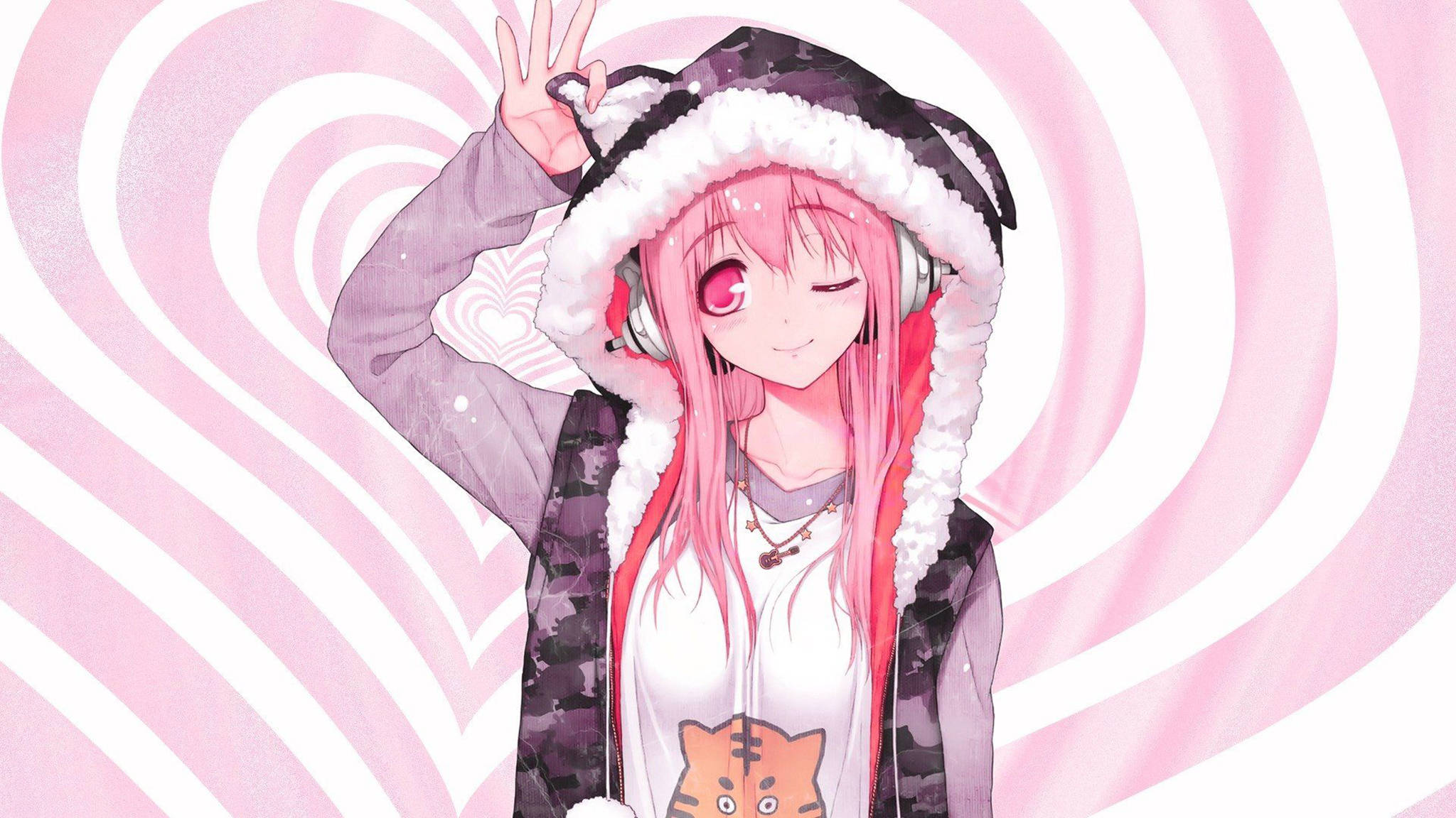 Pembe Anime Estetiği Süper Sonico Duvar Kağıdı
