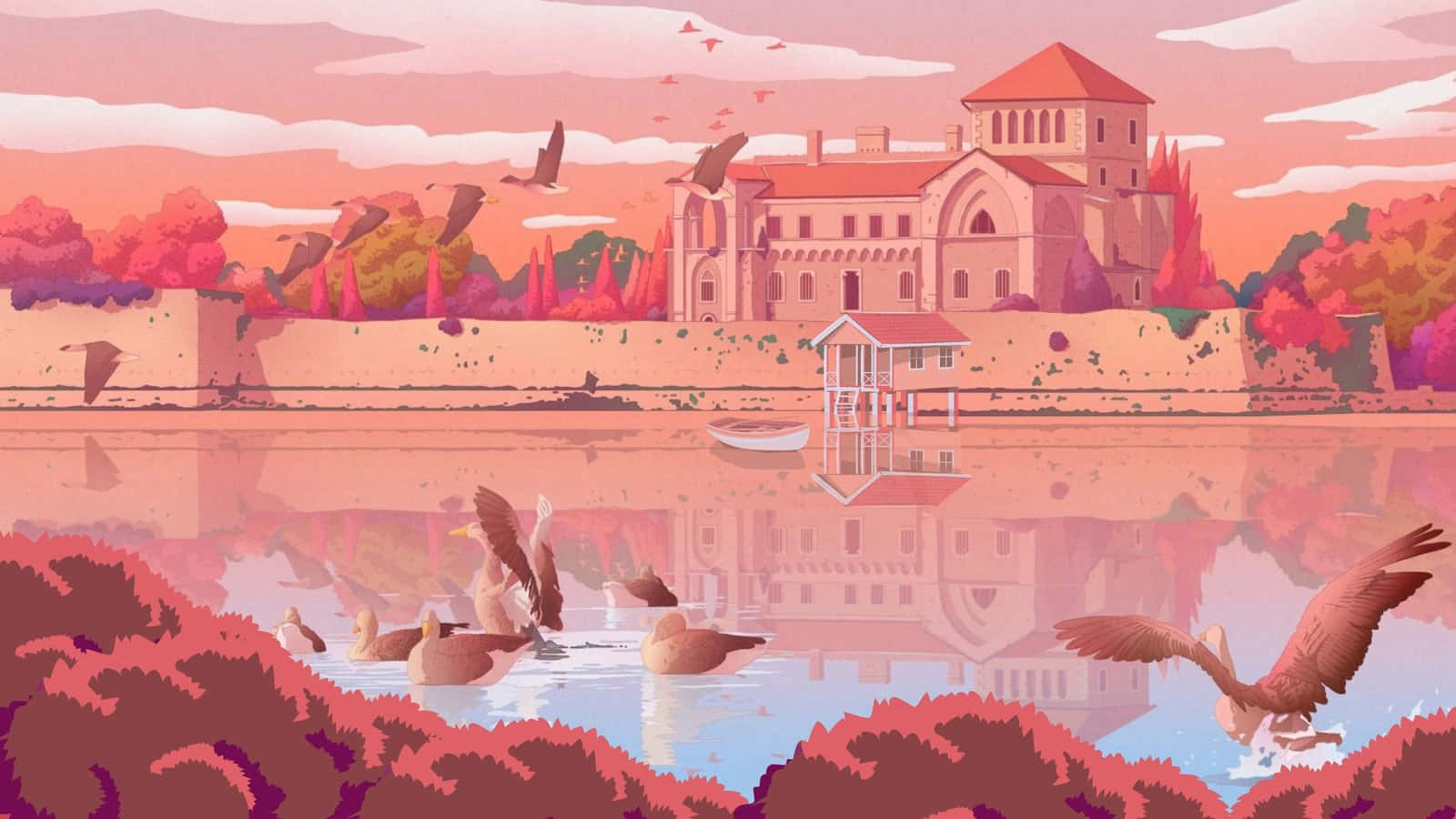 Pembe Anime Estetiği Görselleri Duvar Kağıdı