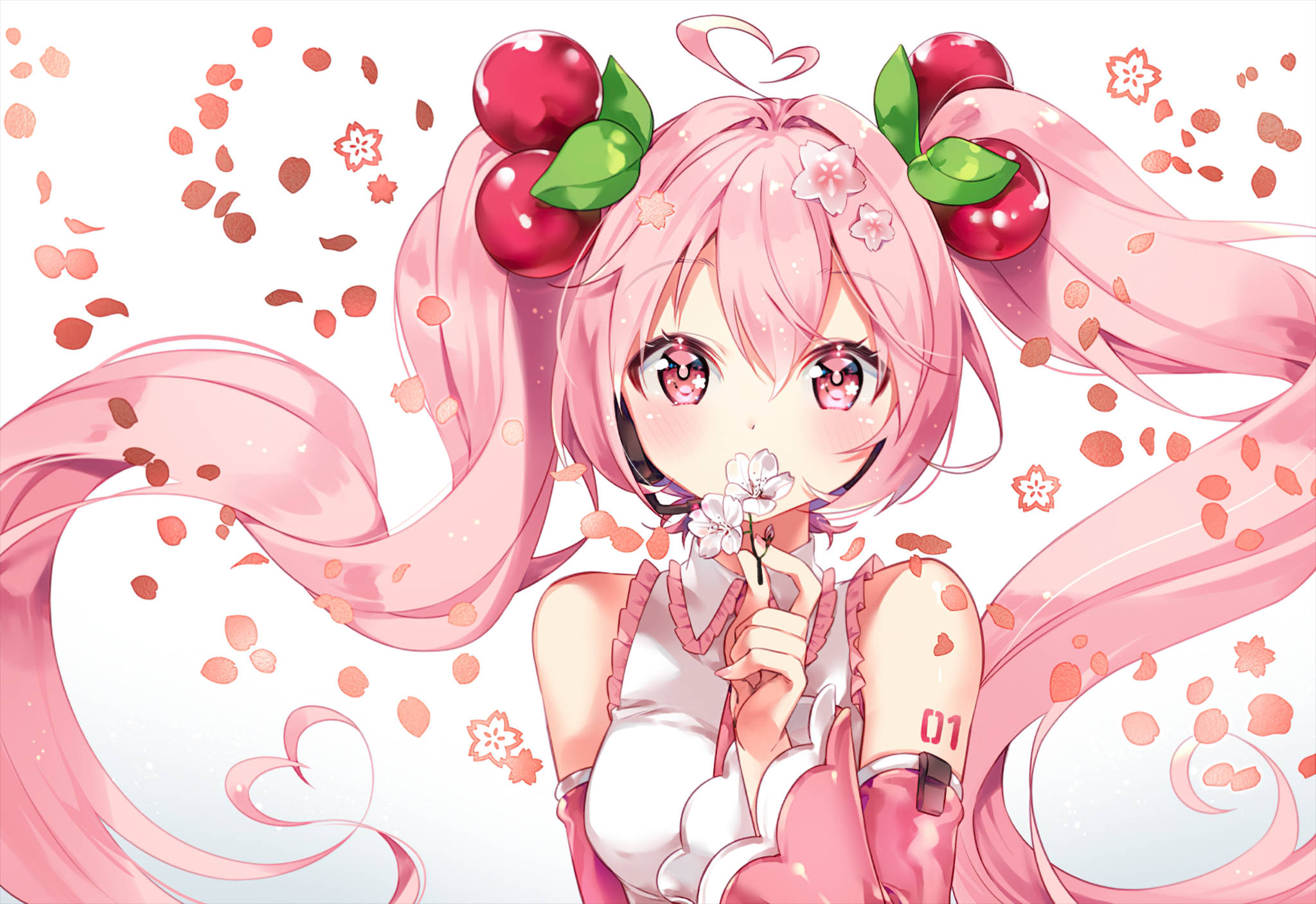 Pembe Anime Estetiği Kiraz Miku Duvar Kağıdı