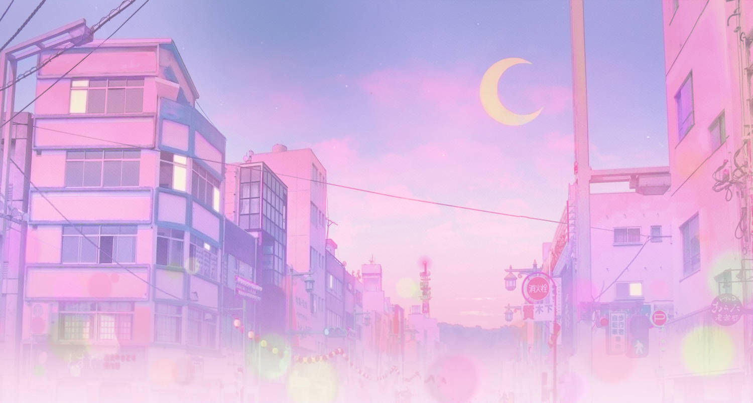 Pembe Anime Estetiği Sailor City Duvar Kağıdı