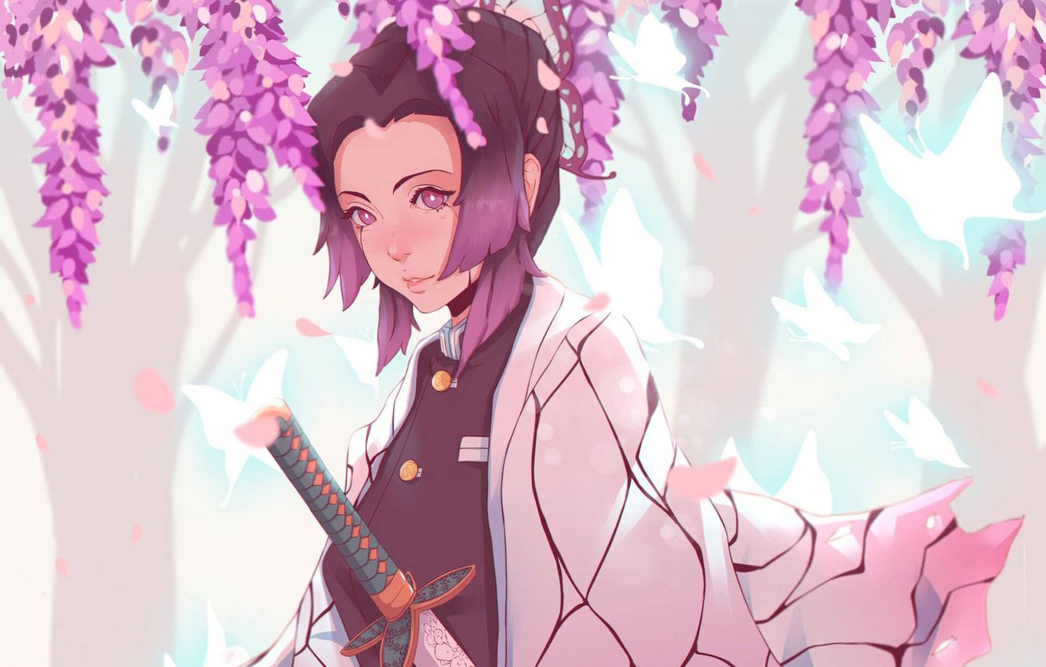 Pembe Anime Estetiği Shinobu Duvar Kağıdı