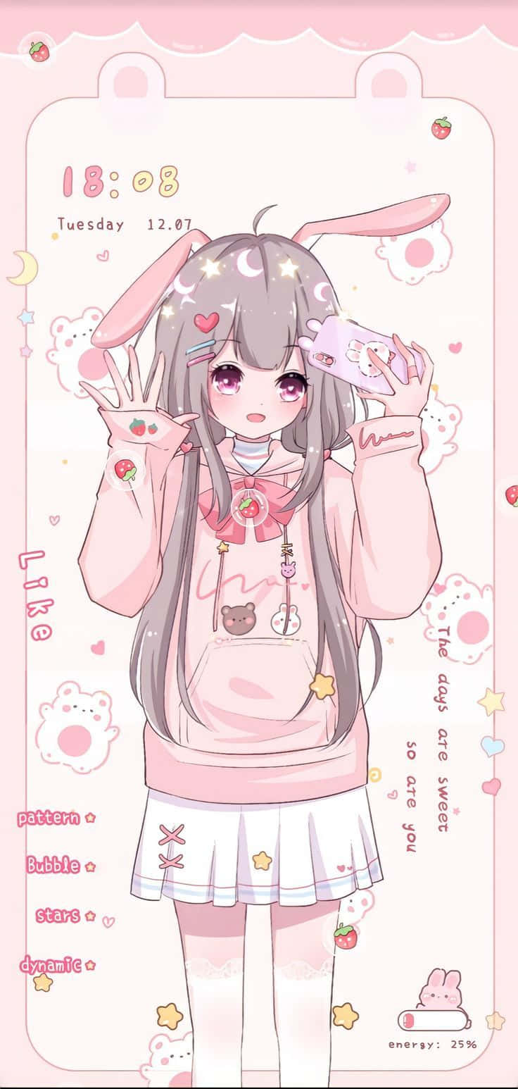 Pembe Anime Estetiğinin güzel dünyasını keşfedin Duvar Kağıdı