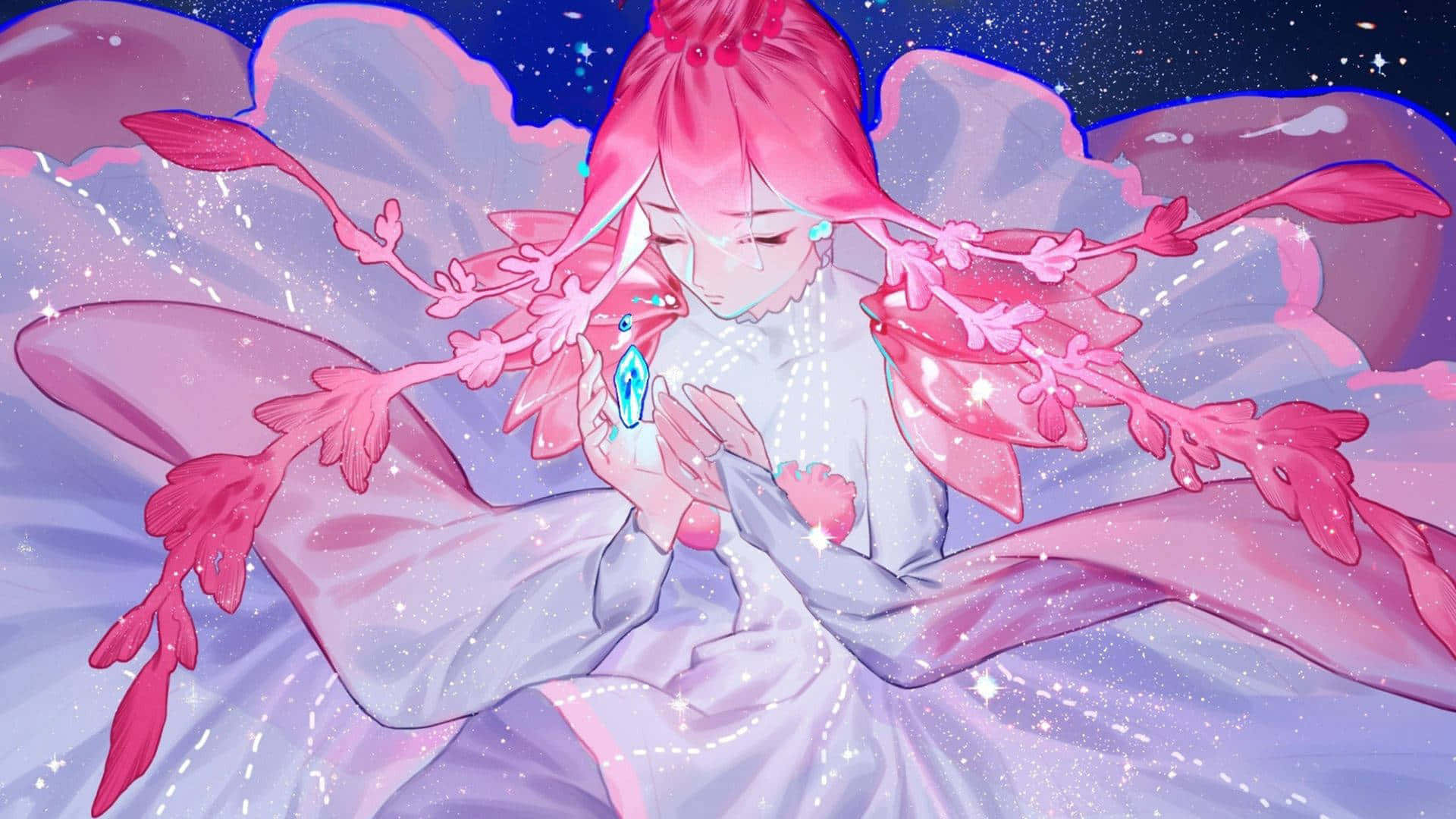 Pembe Anime Estetiğinin Renkli Sahnelerinin Keyfini Çıkarın Duvar Kağıdı
