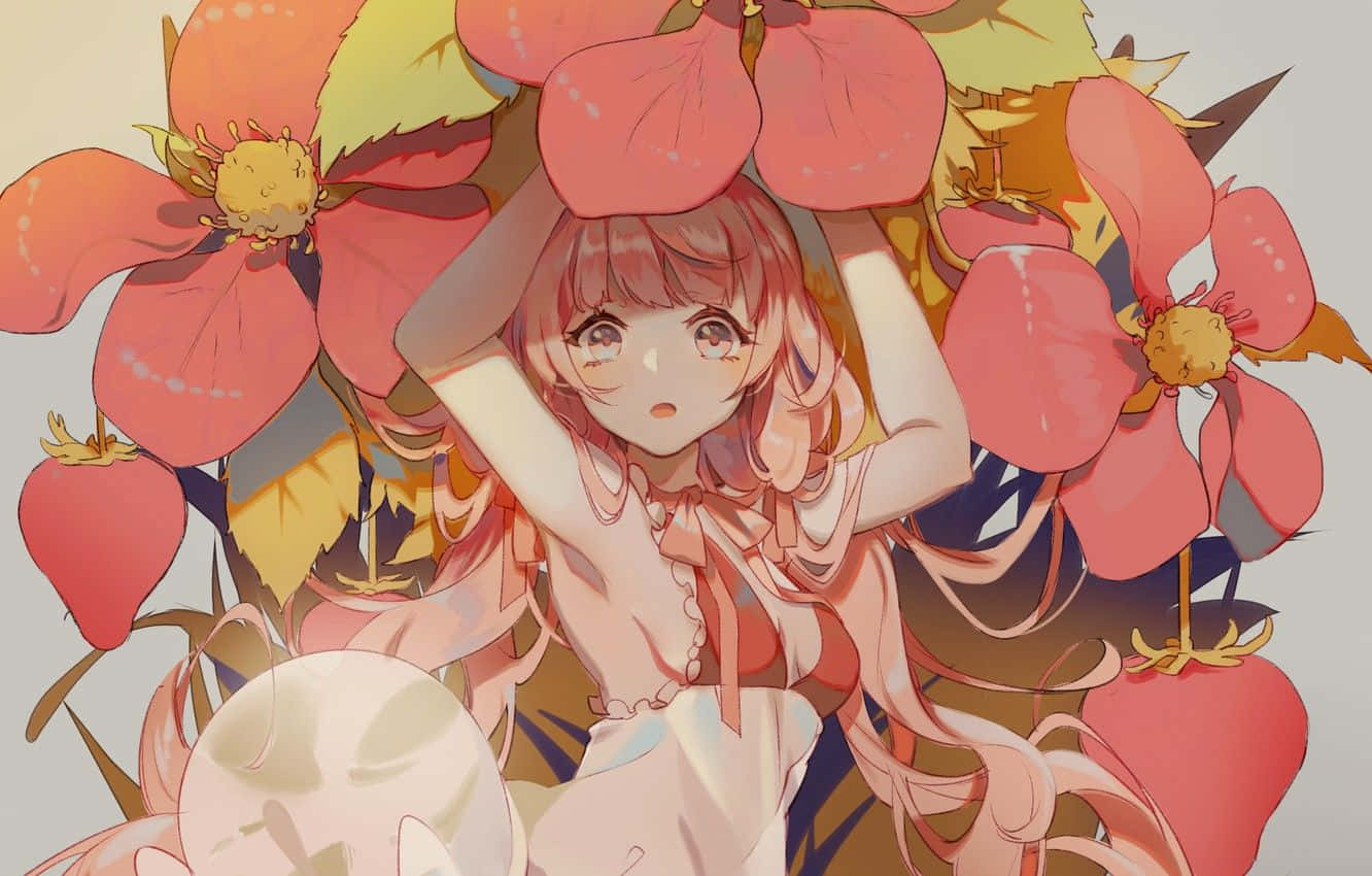 Pembe anime fantezisinin güzelliğinin tadını çıkarın Duvar Kağıdı