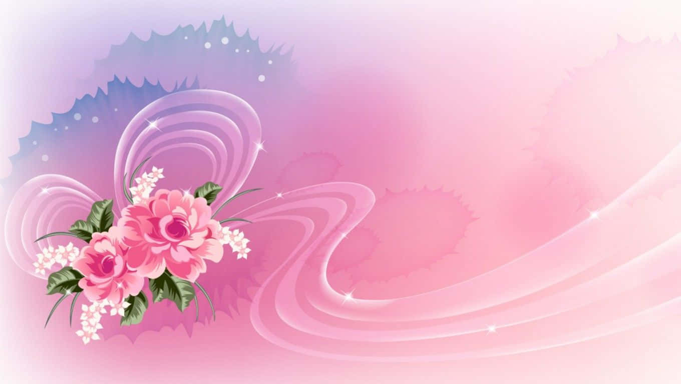 pembe arka planda çiçekler ve dalgalar Duvar Kağıdı