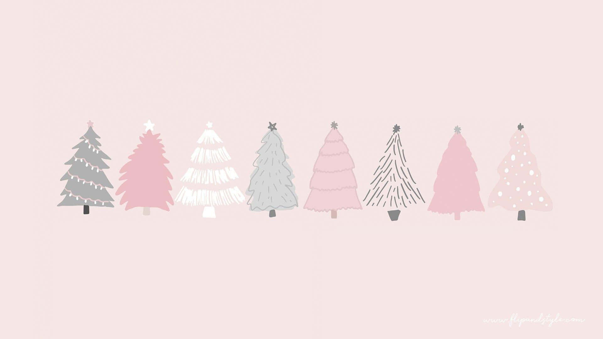pembe arka planda noel ağaçları Duvar Kağıdı