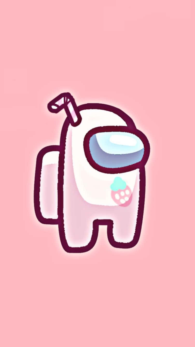 Pembe arka planlı beyaz ve pembe bir robot Duvar Kağıdı