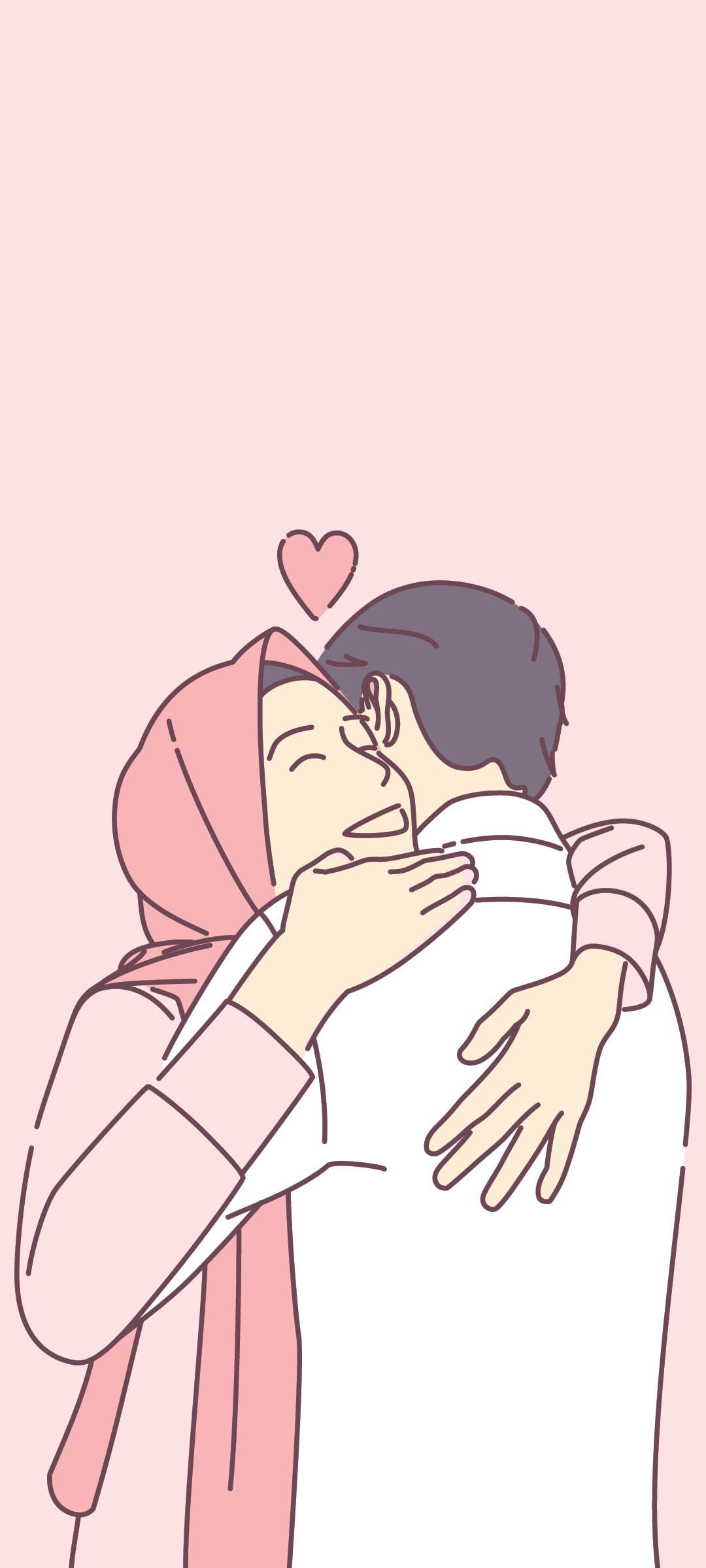 Pembe Aşk Karikatürü Hijab Duvar Kağıdı