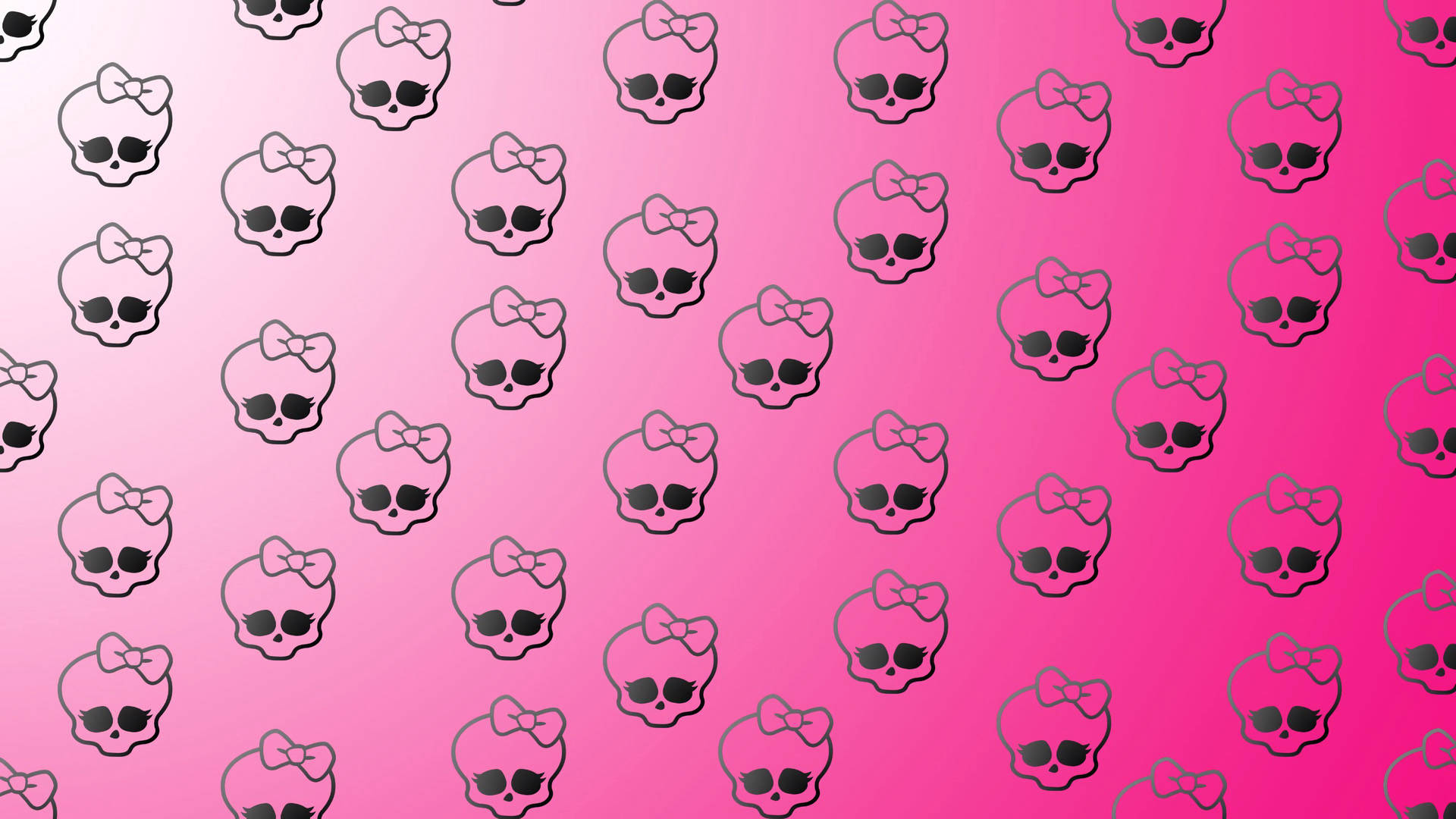Pembe gradyan arka planda başında fiyonk deseni olan kafatası. — Pembe estetik GIF Duvar Kağıdı