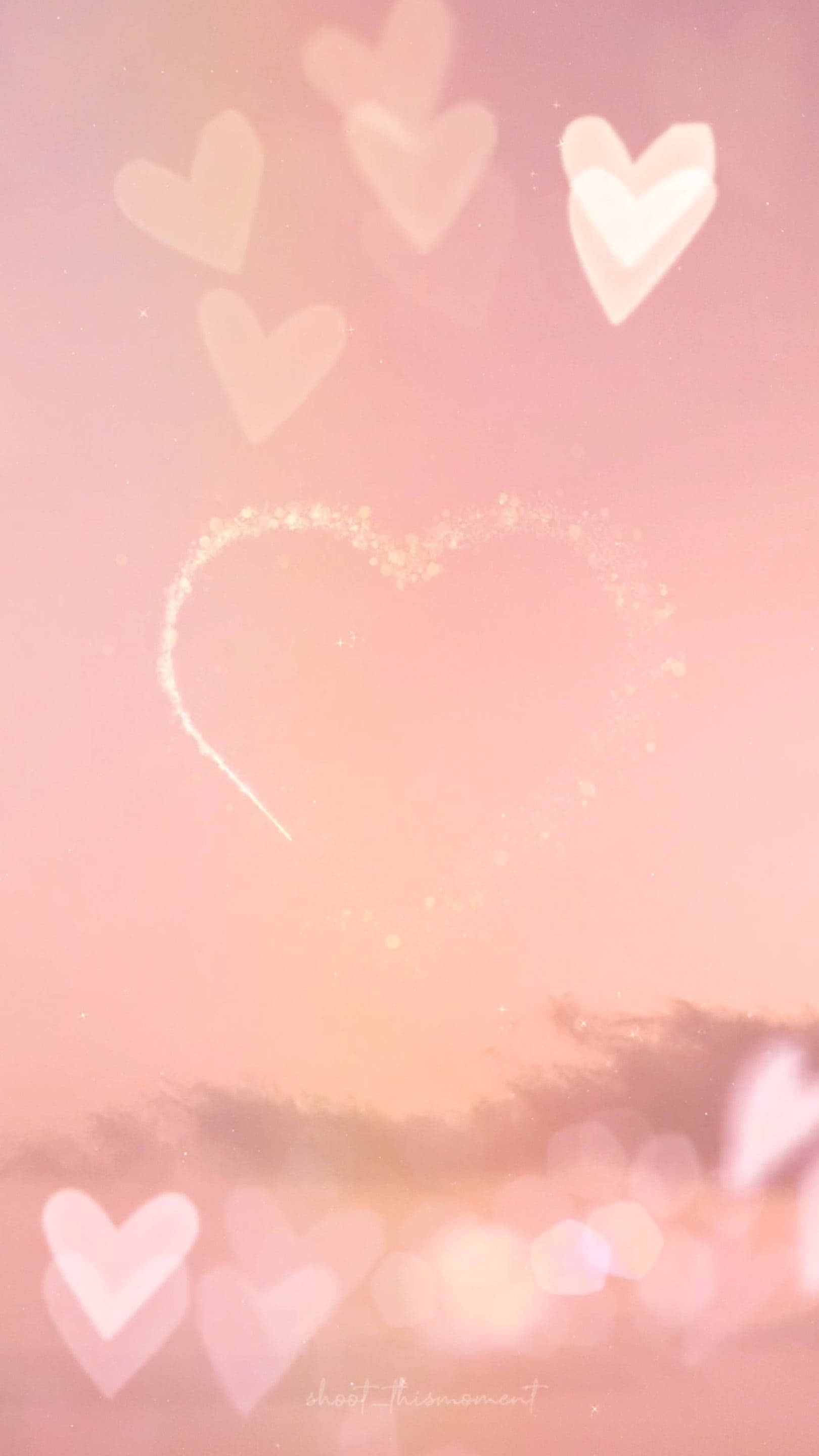 Pembe Bokeh Estetik Kalp Duvar Kağıdı
