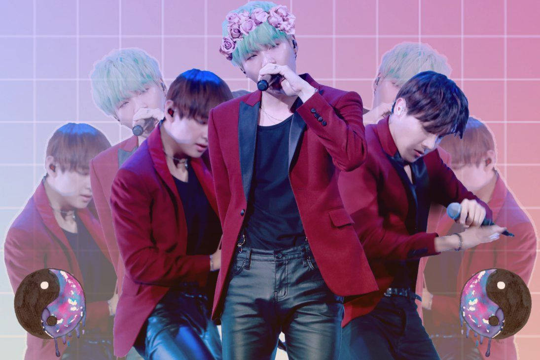 Pembe BTS Hayran Sanatı Duvar Kağıdı