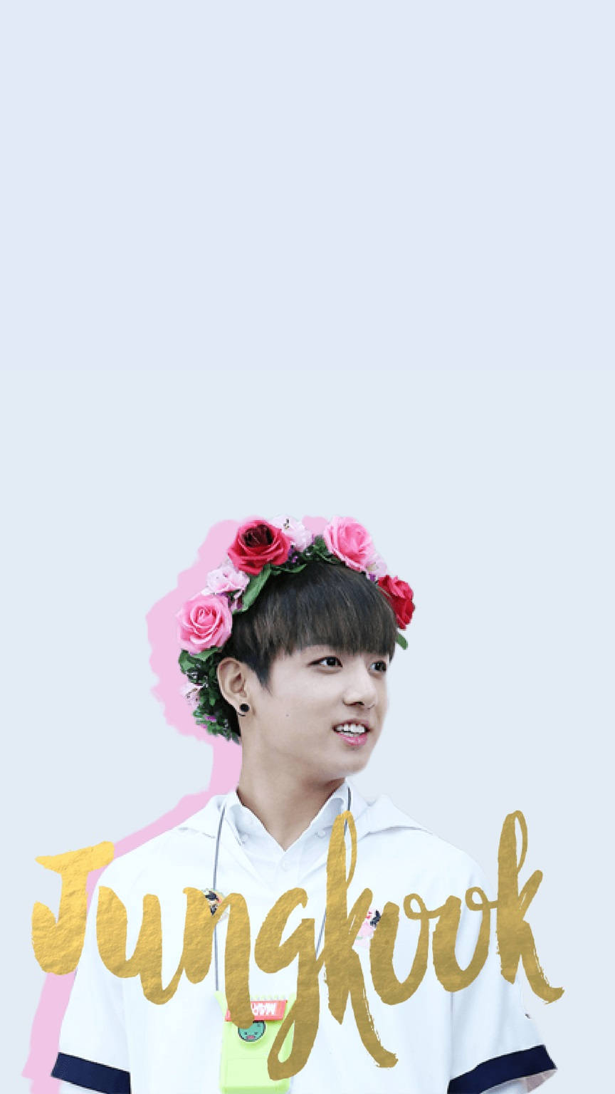 Pembe Çiçek Tacıyla Sevimli BTS Jungkook Duvar Kağıdı