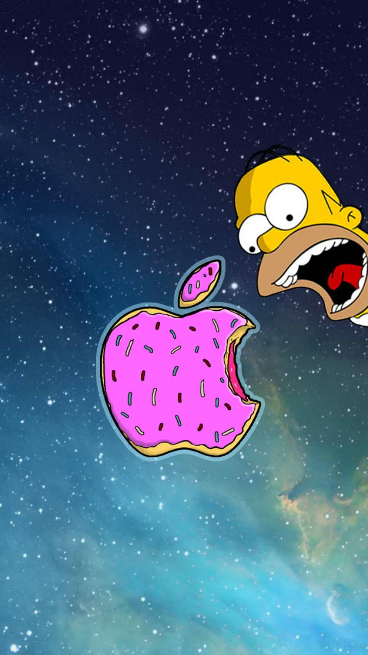 Pembe Donut Apple Logosu iPhone Duvar Kağıdı