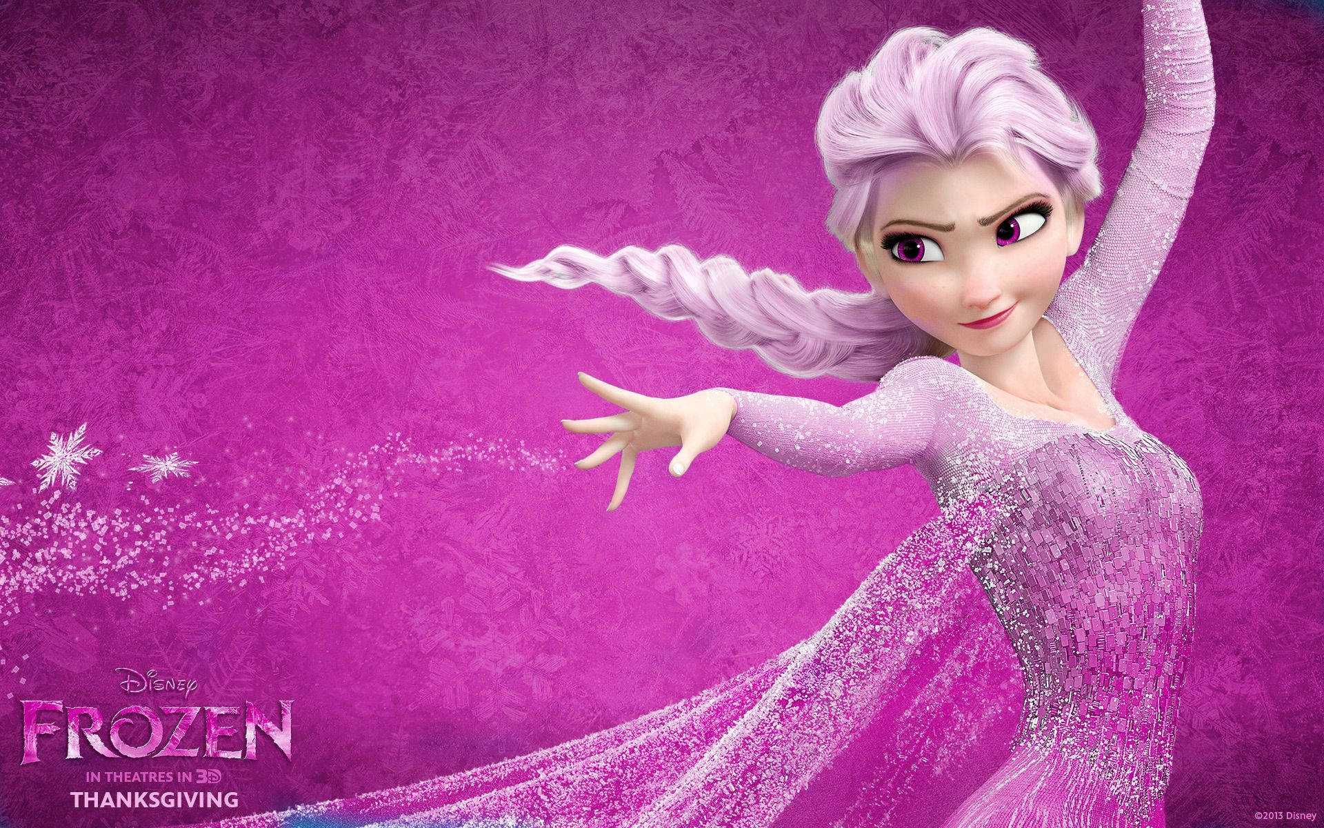 Pembe Elsa Frozen Bırak Gitsin Duvar Kağıdı