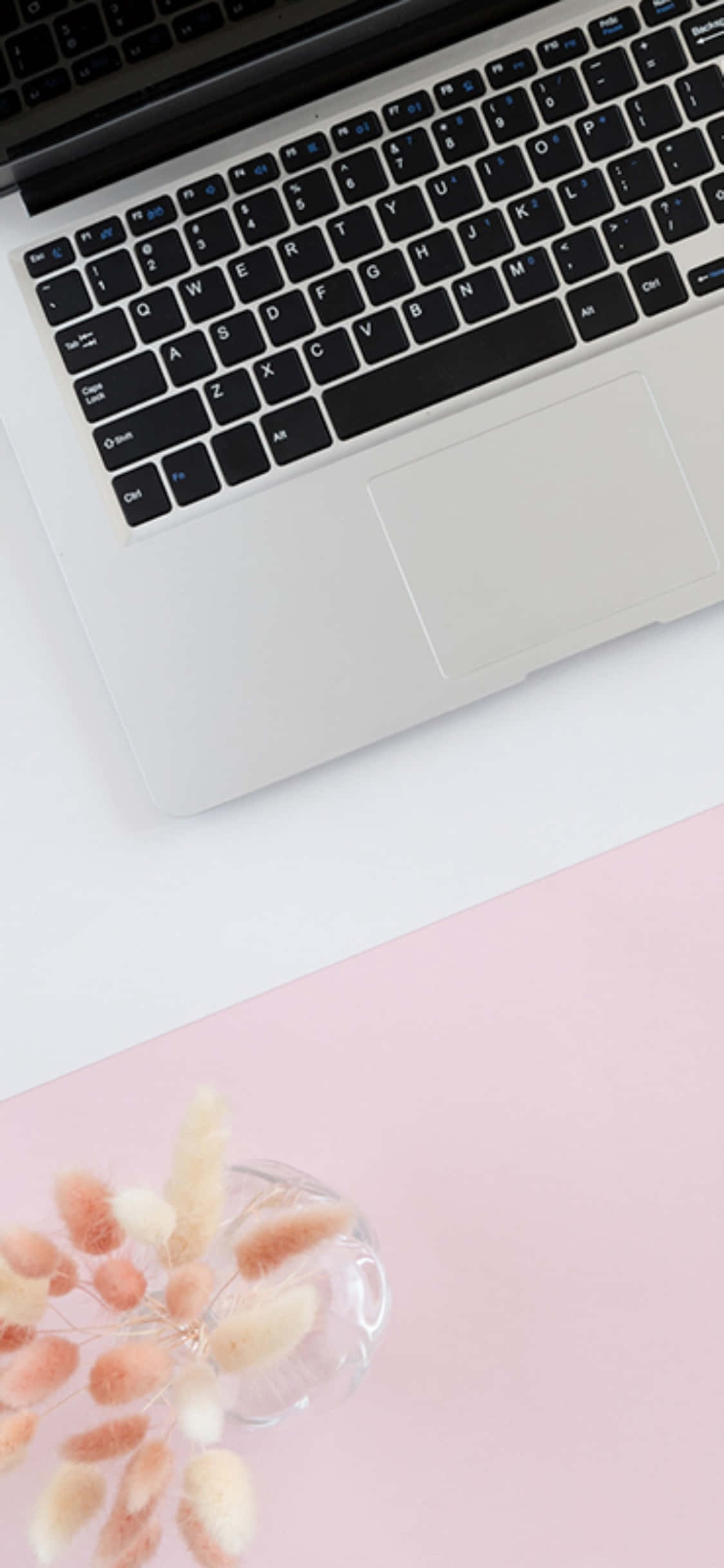 iPhone X Masaüstü Arka Planı Dizüstü Bilgisayar ve Pembe Fare Altlığı Duvar Kağıdı