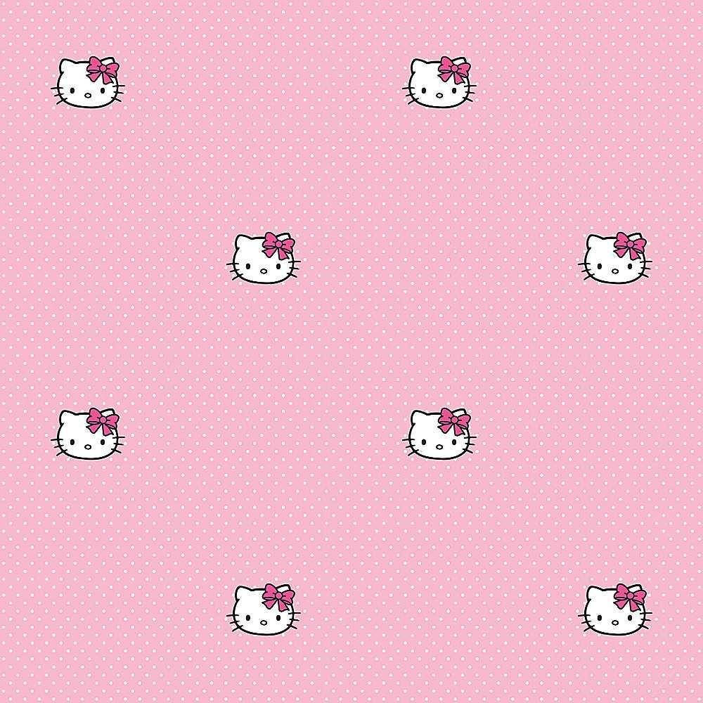 Pembe Hello Kitty Kafa Deseni Duvar Kağıdı