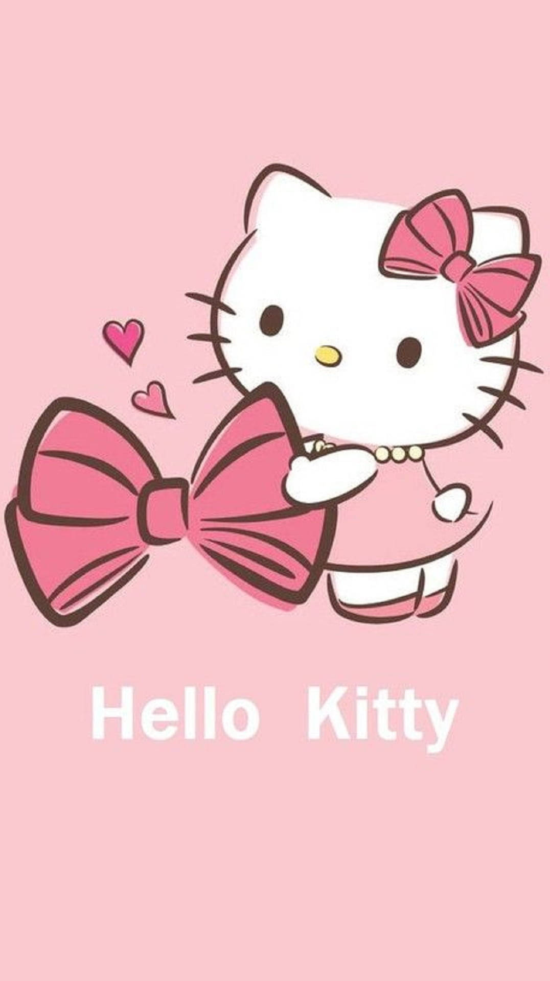 Pembe Hello Kitty Elinde Fiyonk Tutuyor Duvar Kağıdı