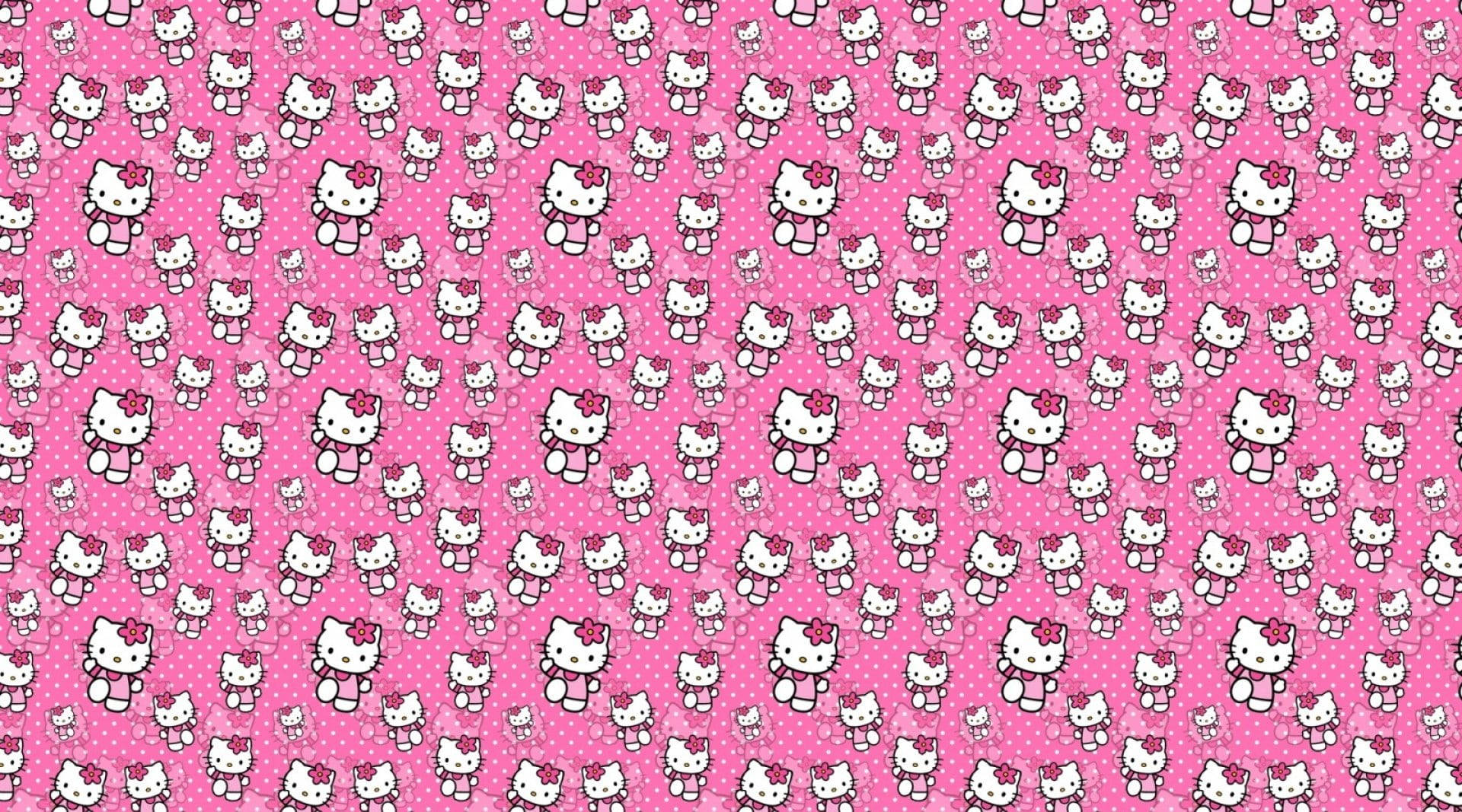 Pembe Hello Kitty Yürüyen Yüklü Grafik Duvar Kağıdı