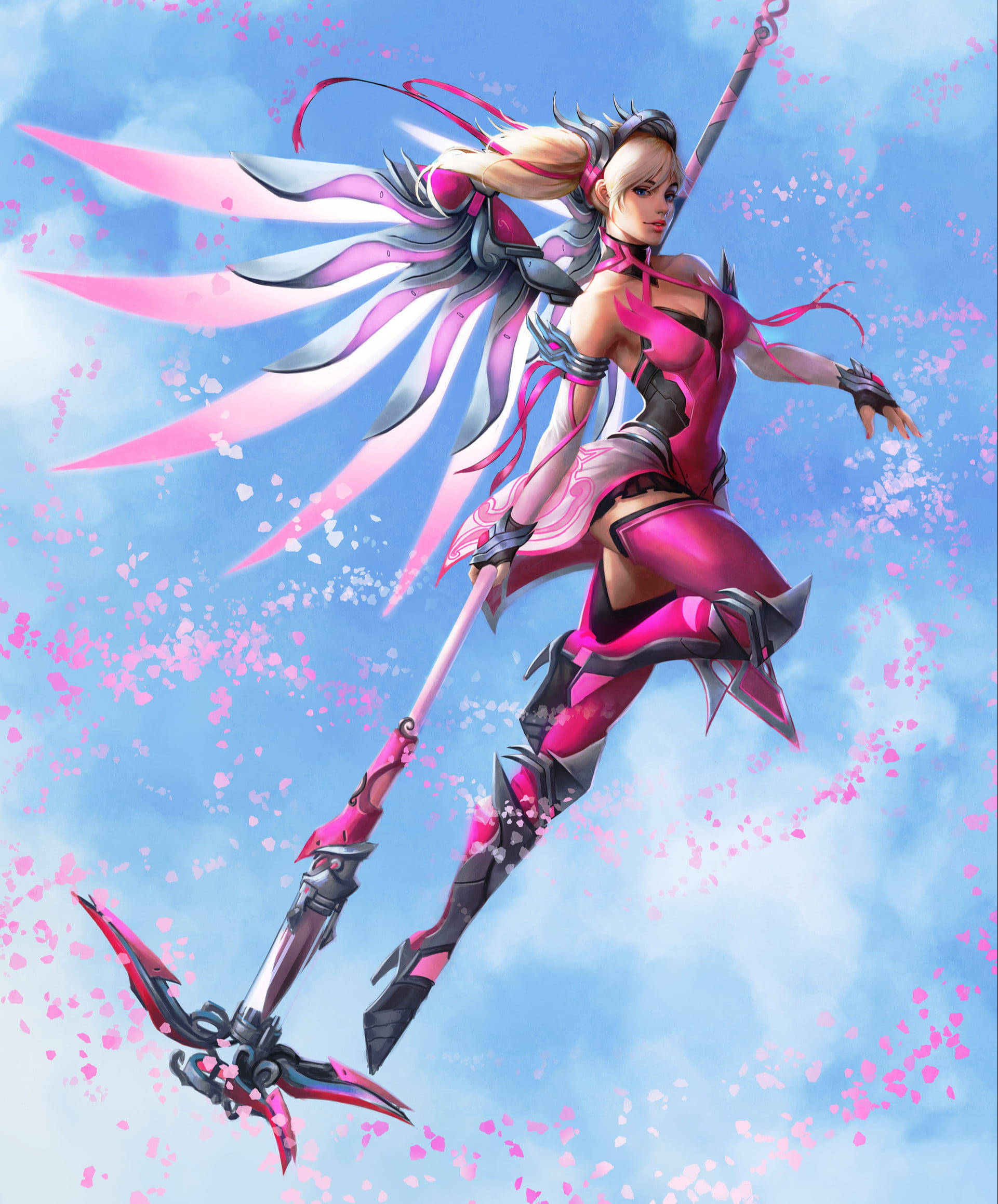 Pembe Kanatlı Mercy Duvar Kağıdı