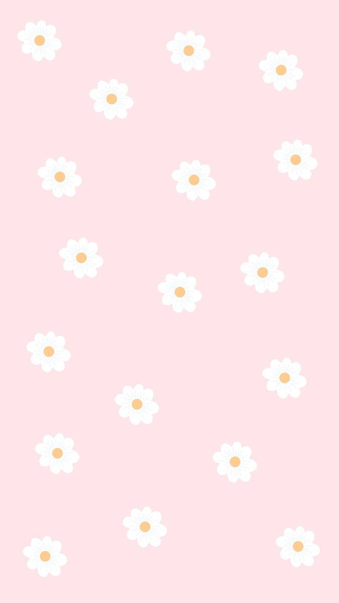 Pembe Kawaii Çiçek Desenli Duvar Kağıdı