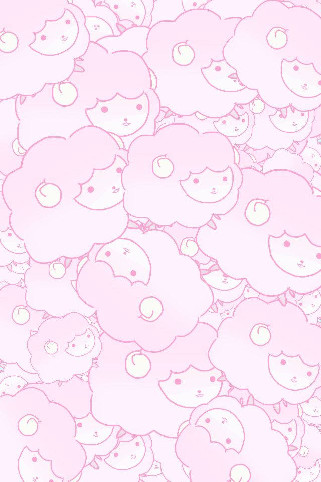 Pembe Kawaii Koyun Desenli Duvar Kağıdı