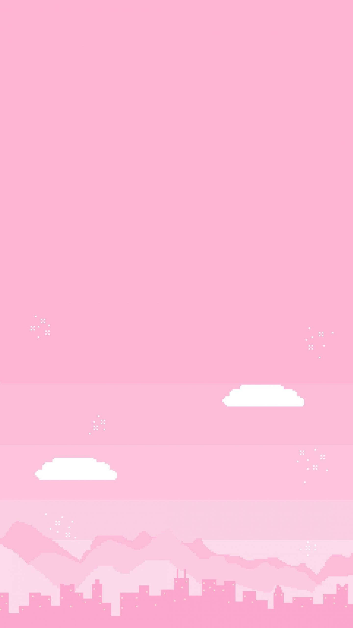 Pembe Kawaii Şehir Duvar Kağıdı