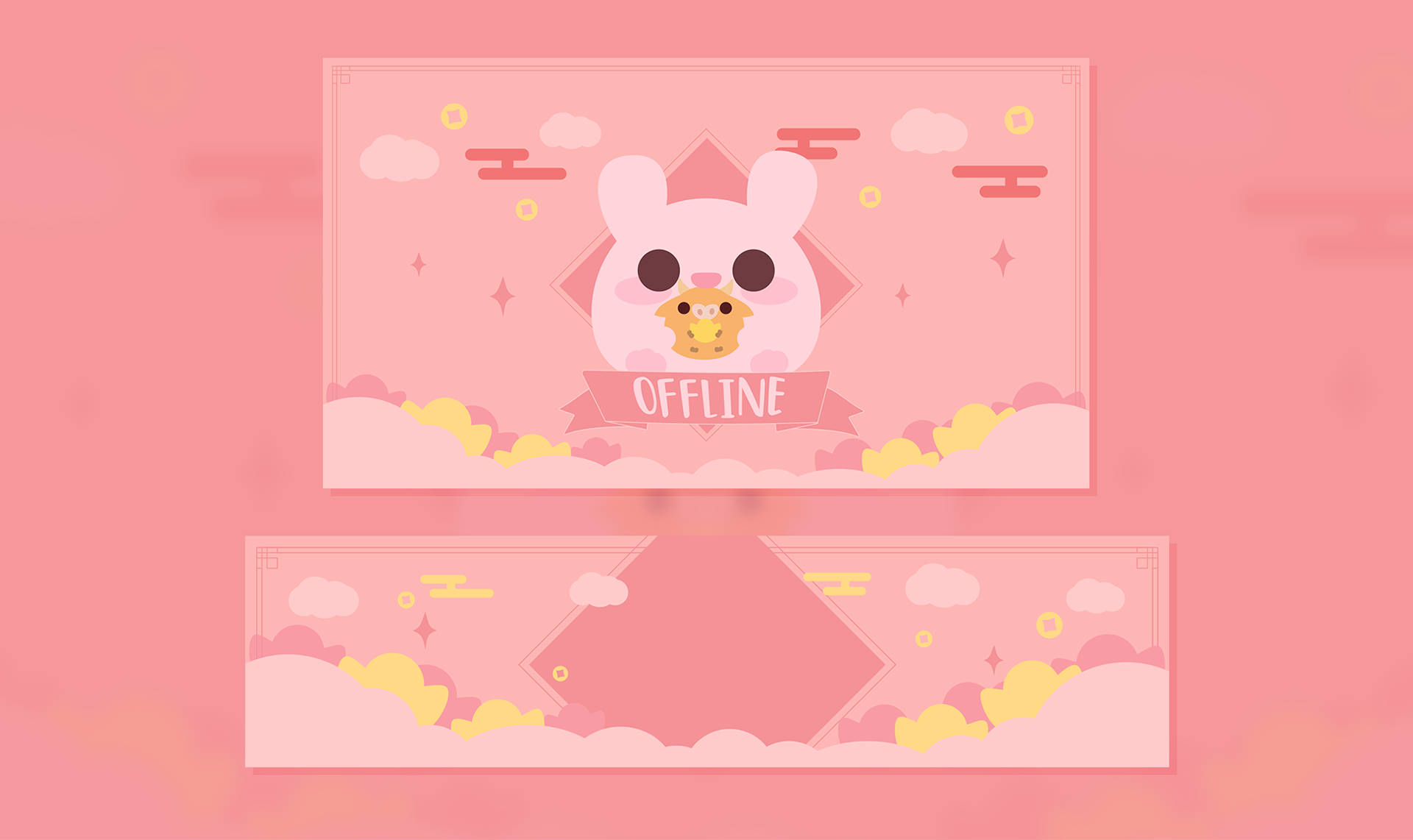 Pembe Kawaii Tavşan Twitch Yayın Tasarımı Duvar Kağıdı