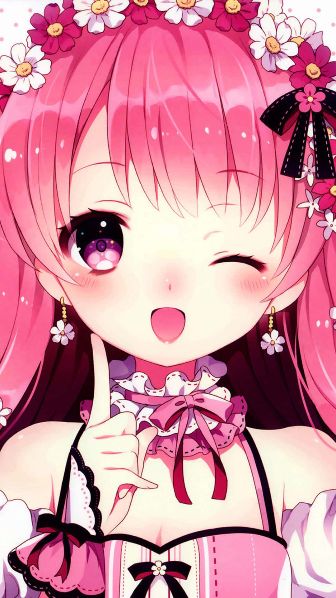 Pembe Kız gibi Sevimli Anime Kız Resmi Duvar Kağıdı