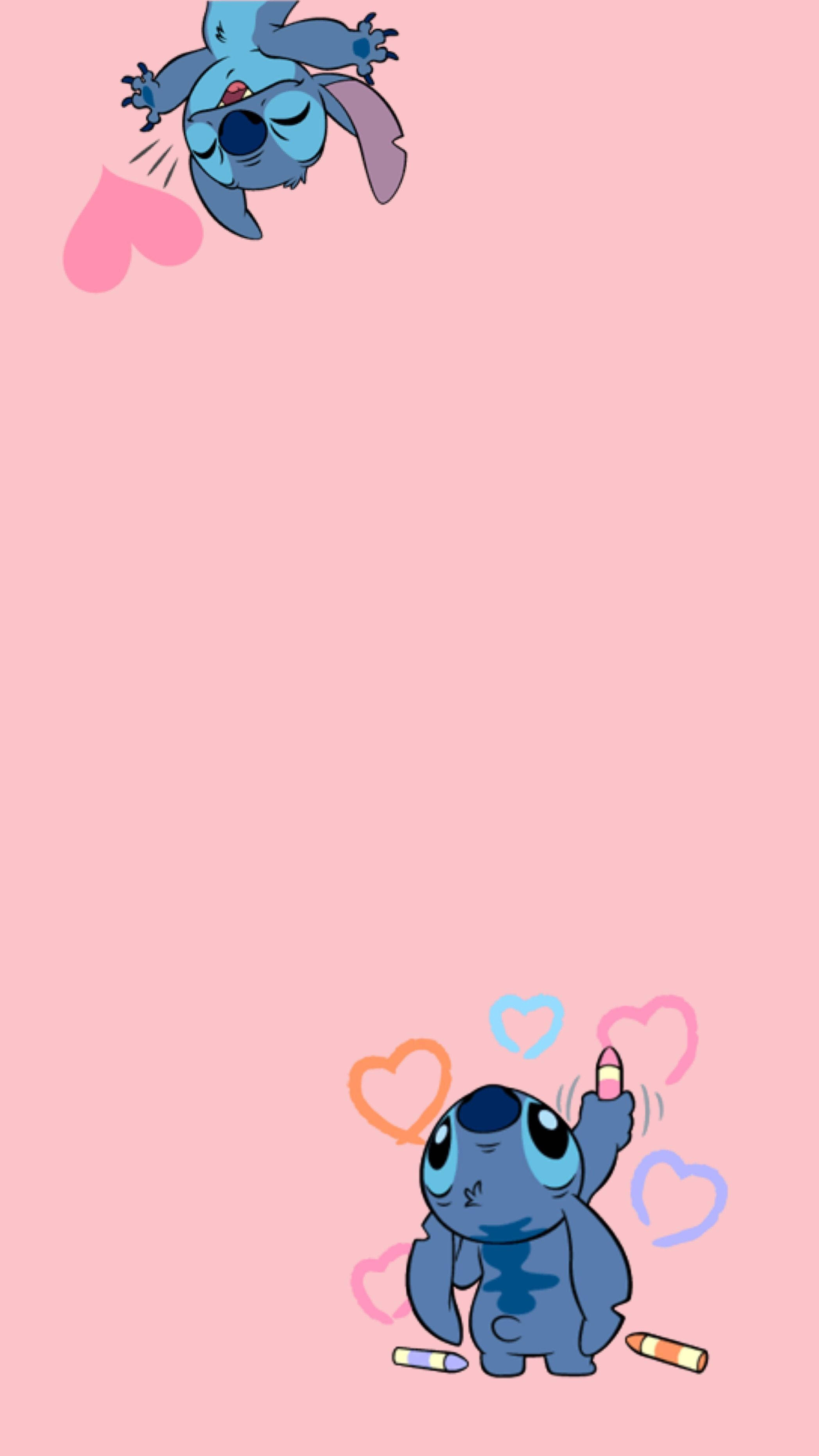Pembe Lilo ve Stitch iPhone Kalpler — Pembe estetik GIF Duvar Kağıdı