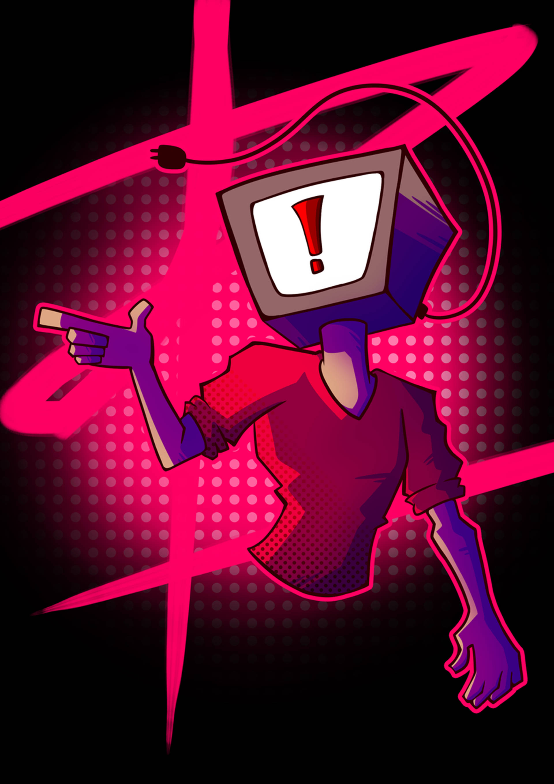 Pembe-Mor TV Kafası Duvar Kağıdı
