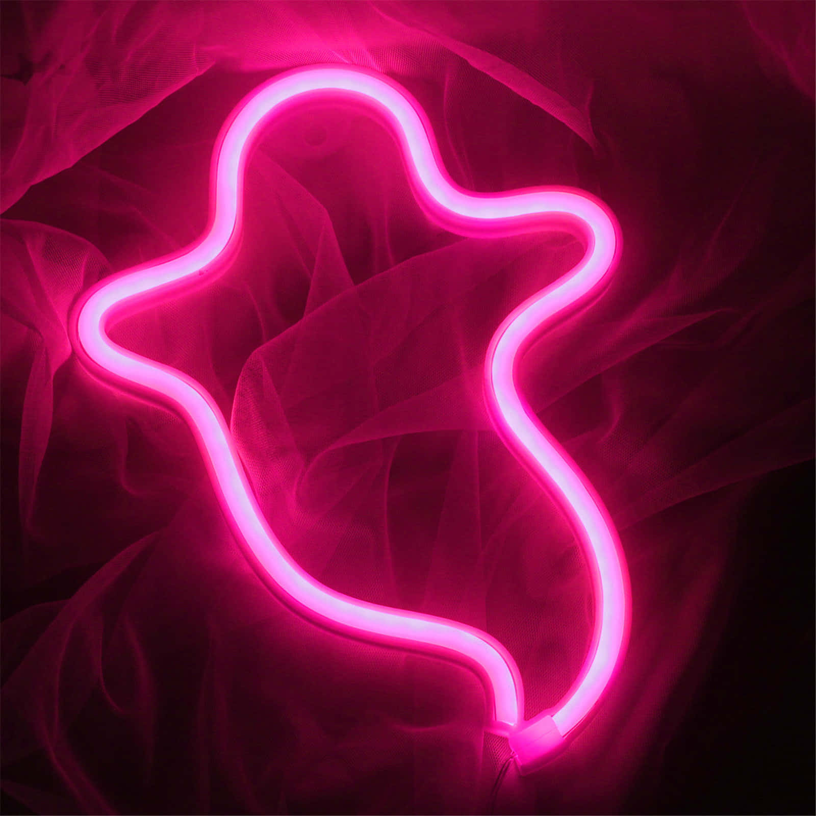 Pembe Neon Cadılar Bayramı Hayalet Tabelası Duvar Kağıdı