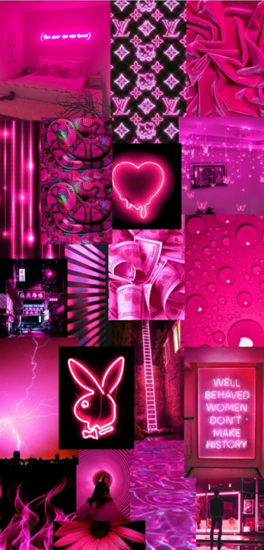 pembe neon ışıklar ve pembe resimler Duvar Kağıdı