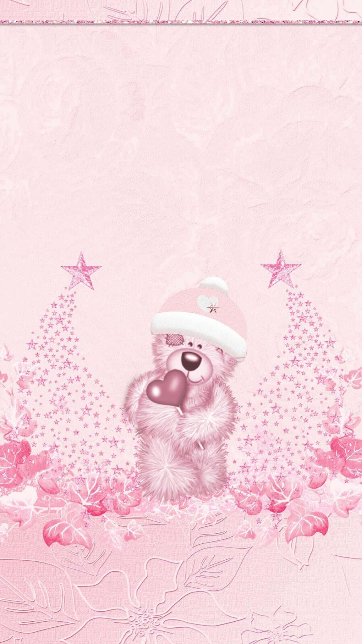 Pembe Noel Oyuncak Ayısı Duvar Kağıdı