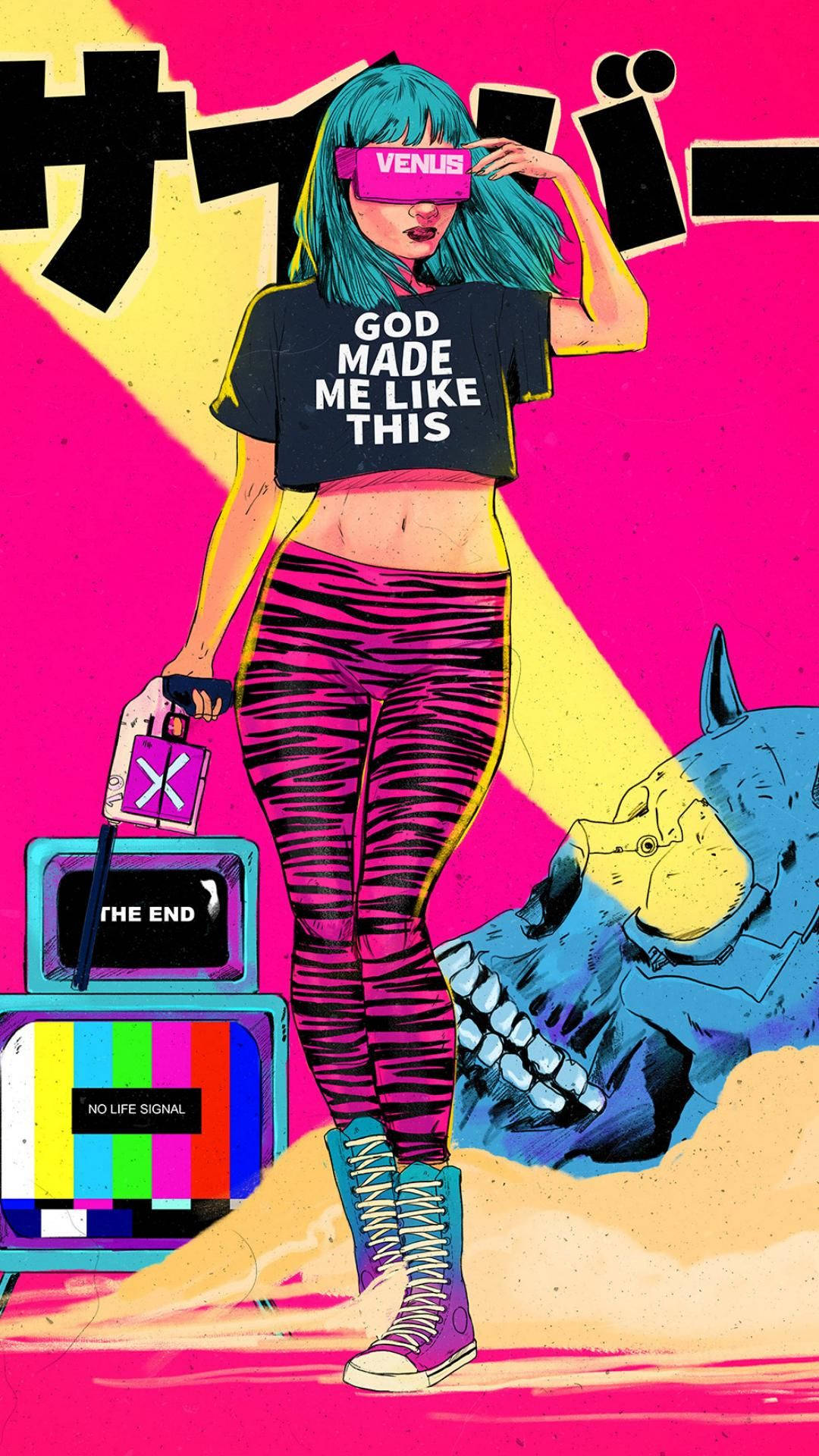 Pembe Pop Art Estetik Kız Duvar Kağıdı