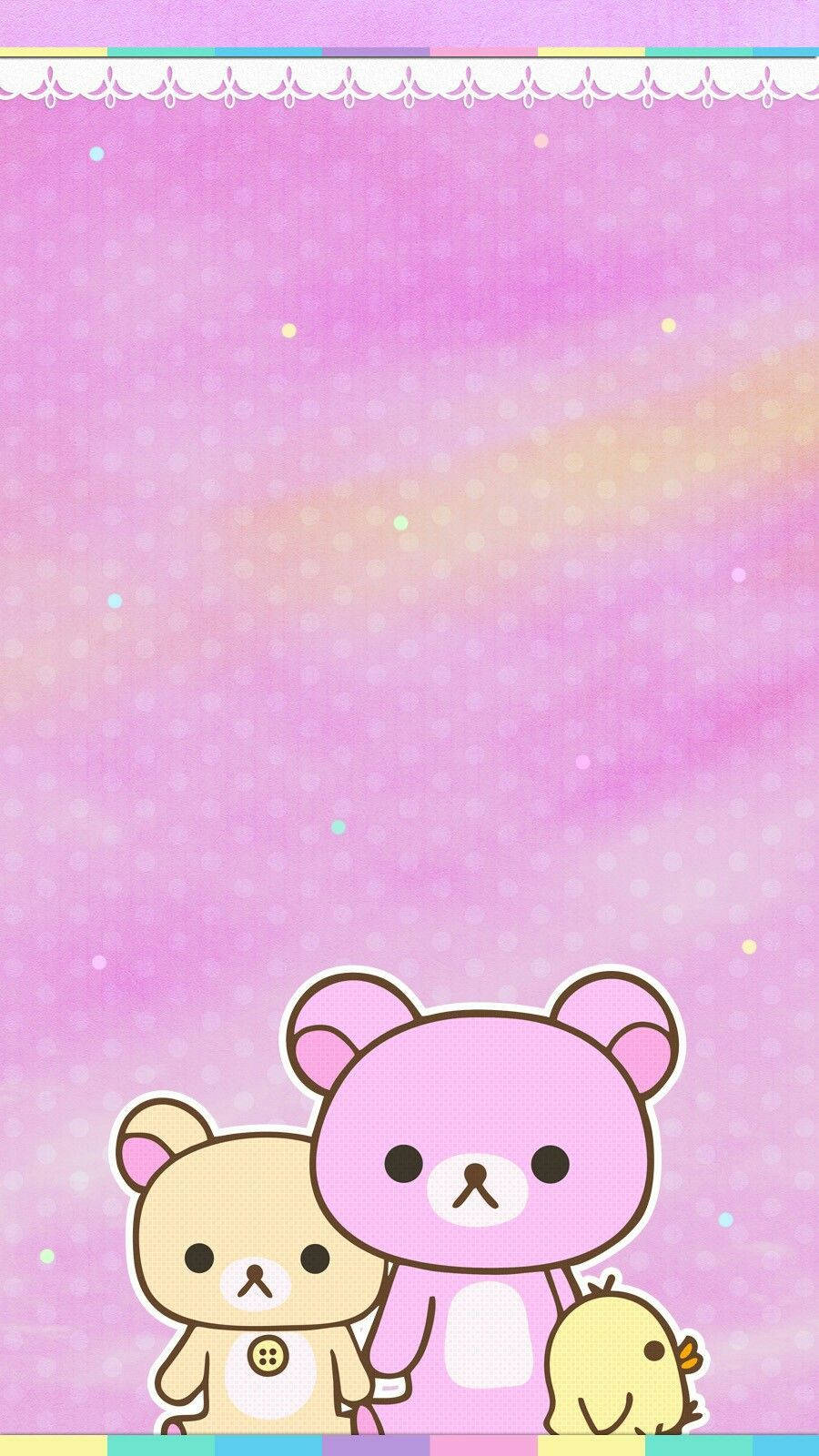 Pembe Rilakkuma Karakterleri Renkli Pembe Arka Planda Duvar Kağıdı