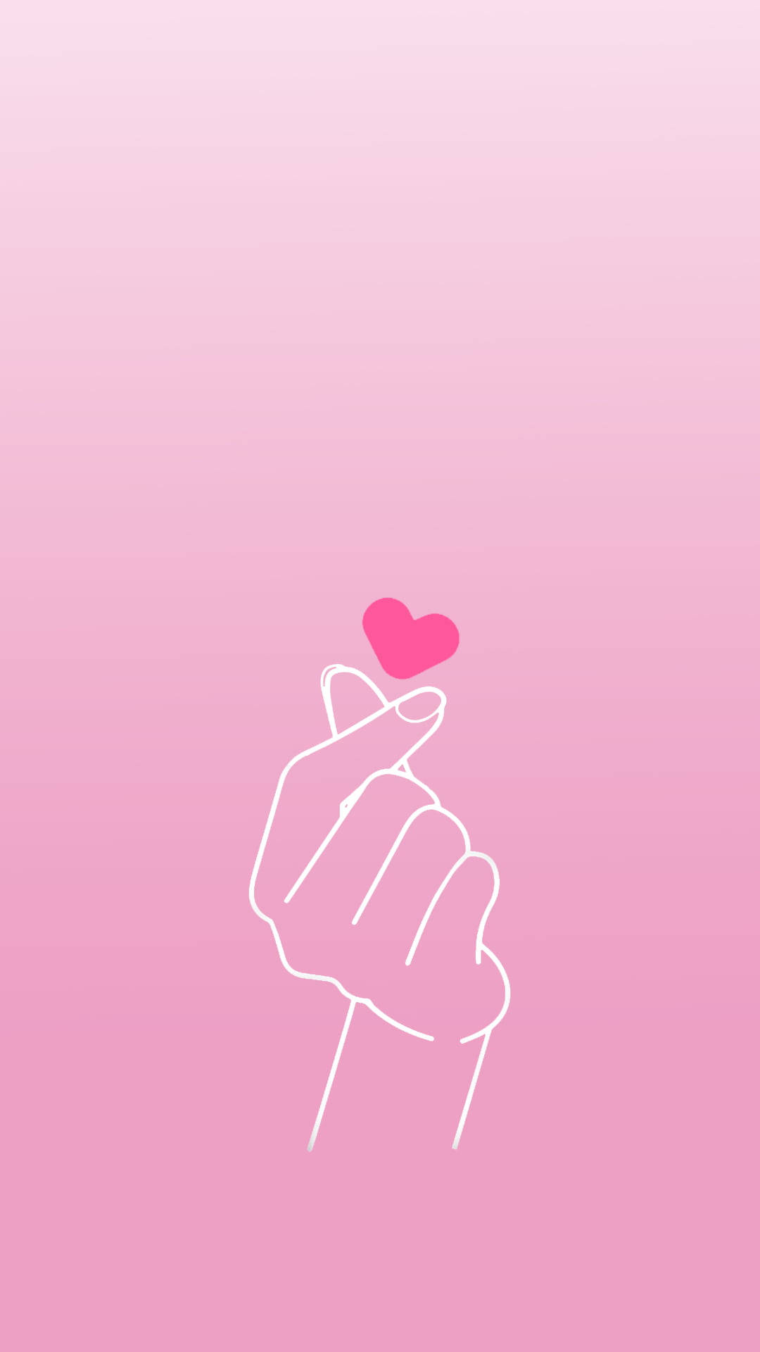 Pembe Saranghae Parmak Kalp Duvar Kağıdı