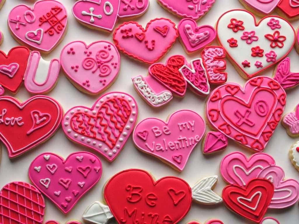 Pembe Sevimli Sevgililer Günü Kurabiyeleri Duvar Kağıdı