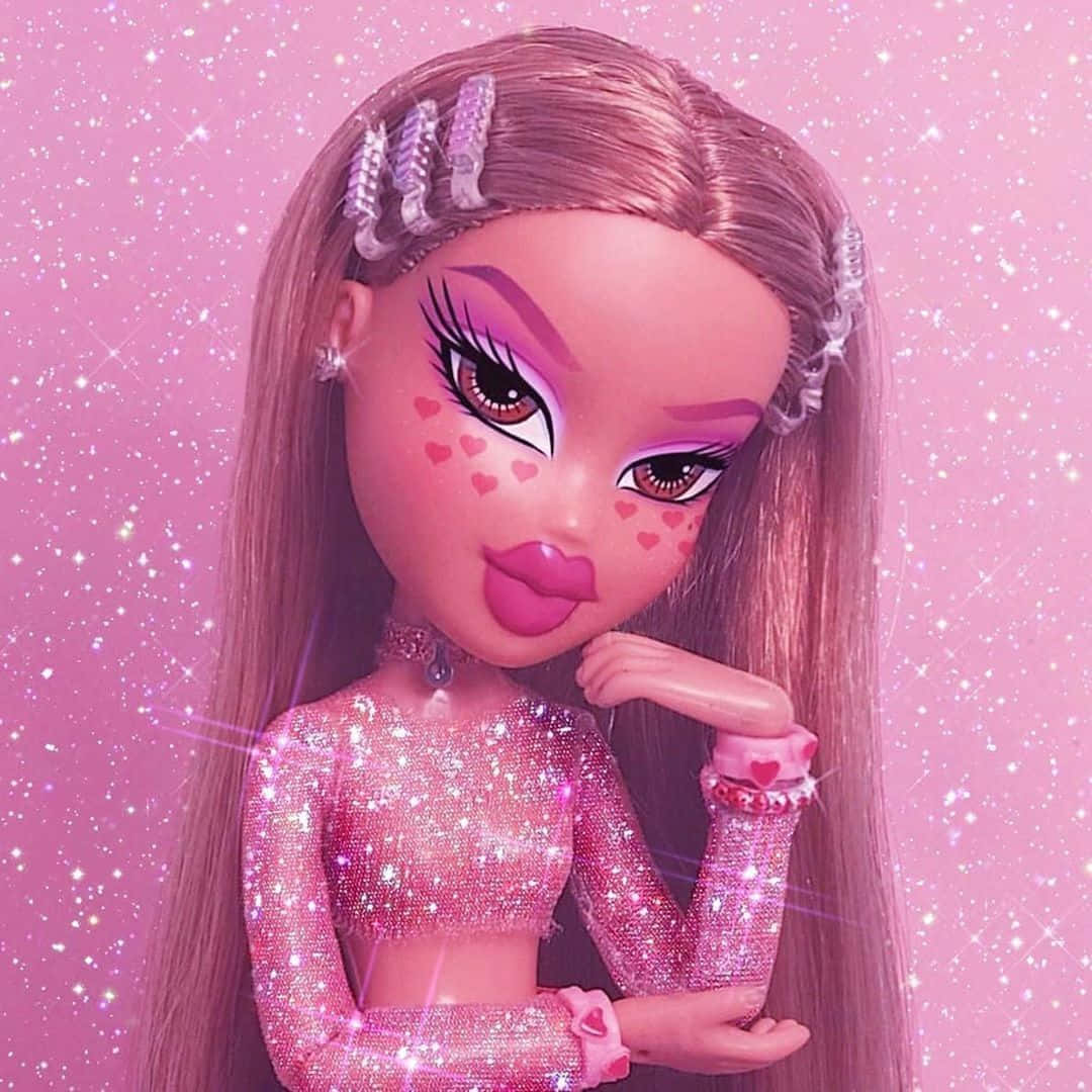 Pembe Simli Estetik Bratz Bebek Duvar Kağıdı
