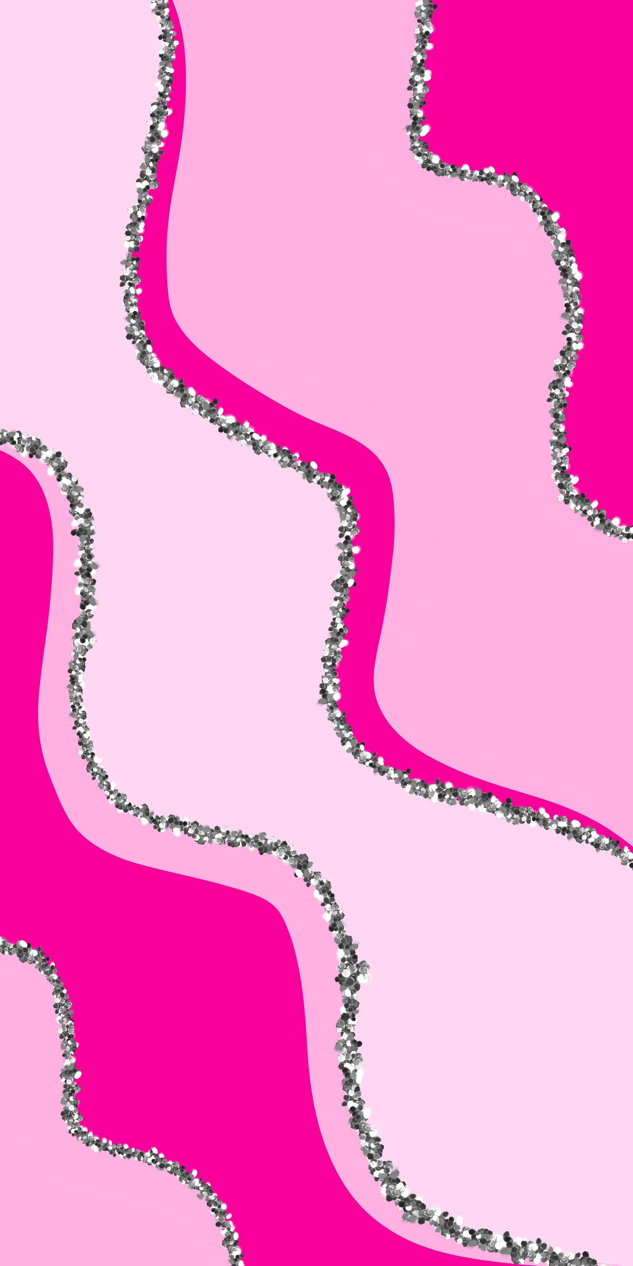 pembe ve gümüş dalgalı desen Duvar Kağıdı