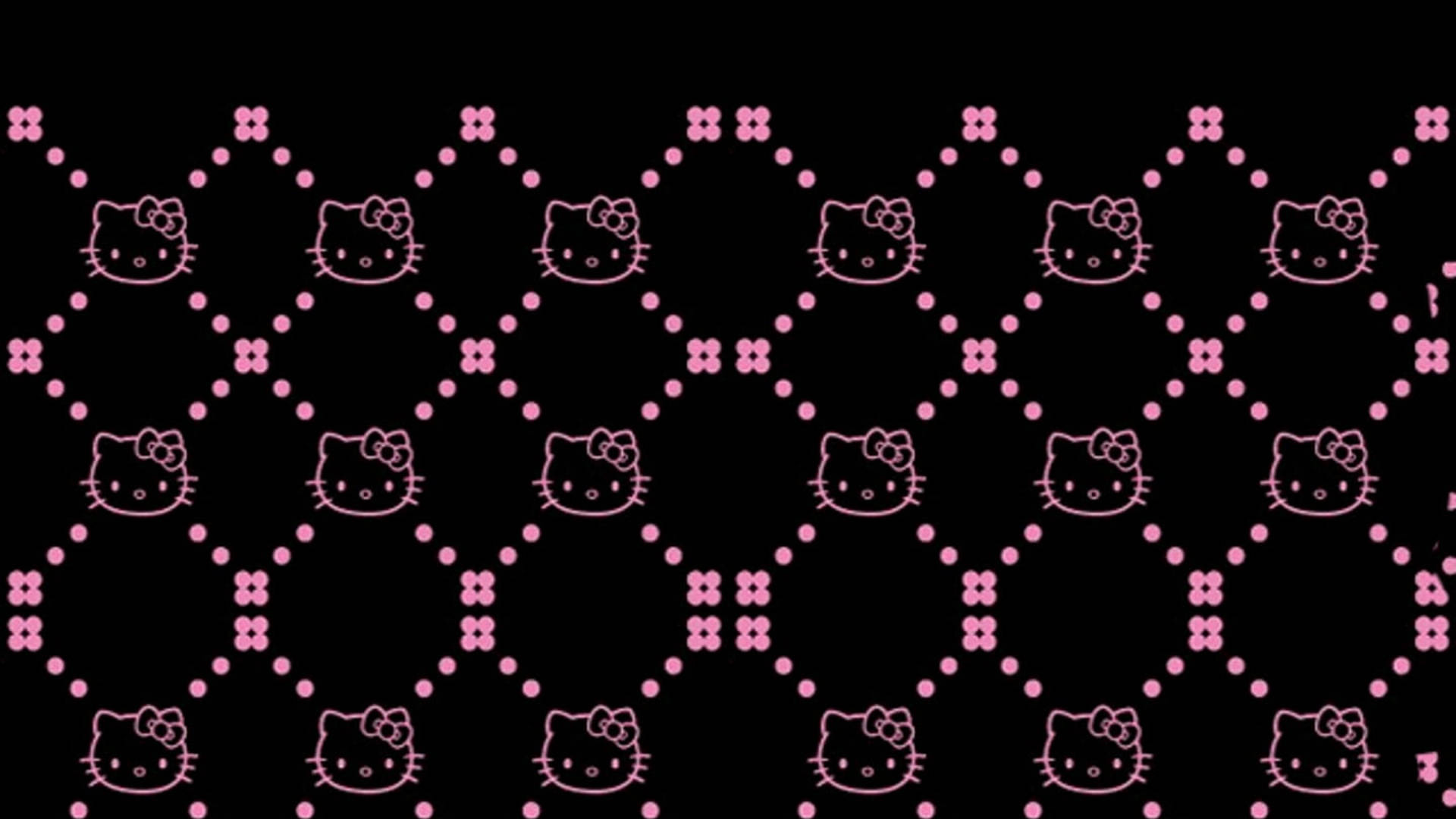 Pembe ve Siyah Hello Kitty Deseni Duvar Kağıdı