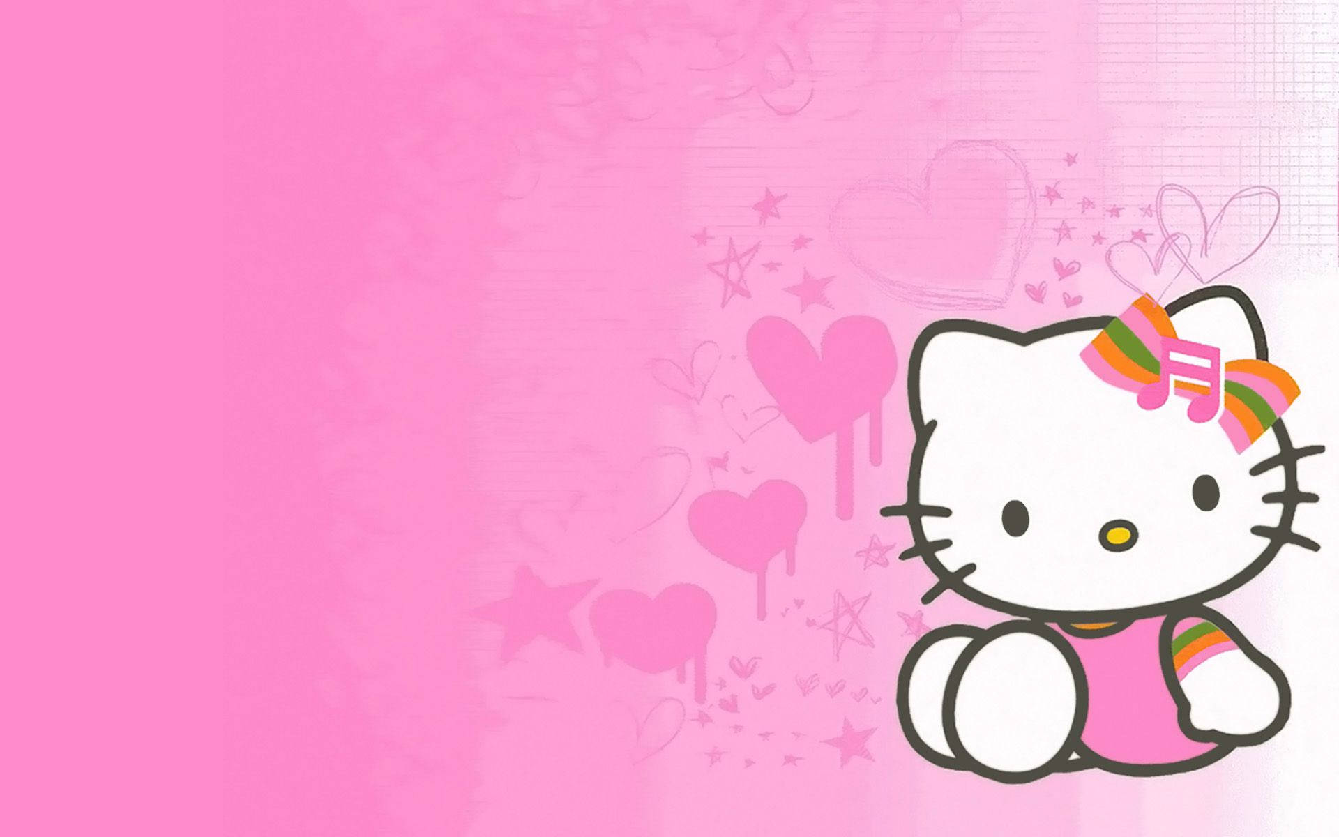 Pembe ve Turuncu Hello Kitty Estetiği Duvar Kağıdı