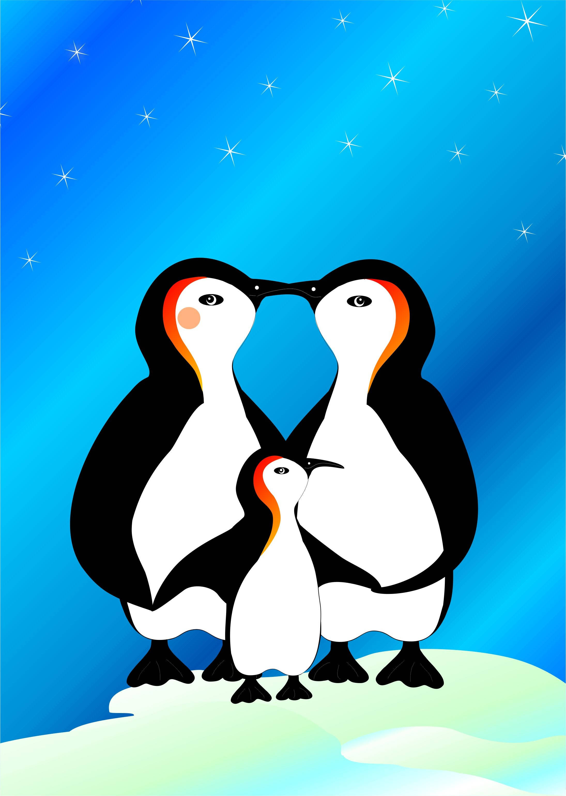 Penguen Ailesi Sanatı Duvar Kağıdı