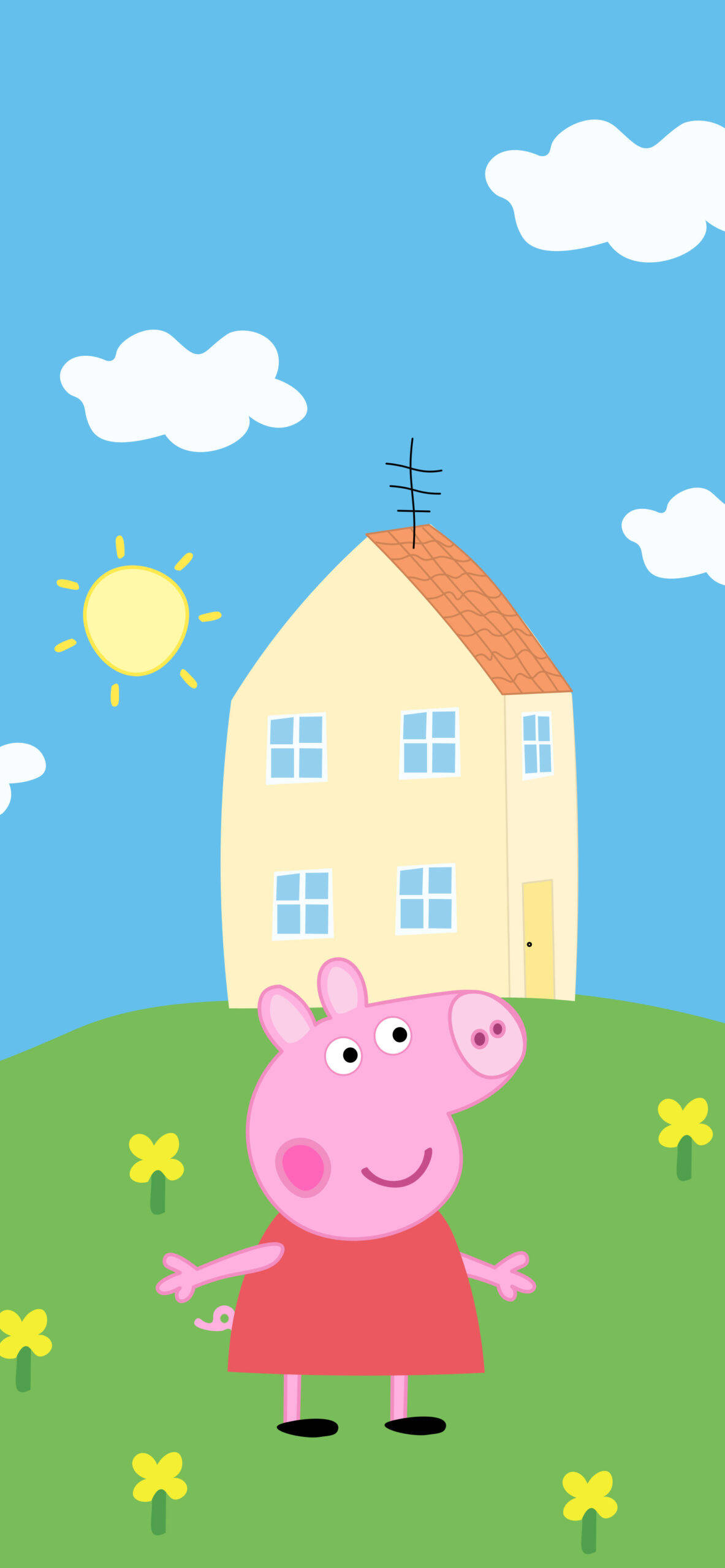 Peppa Pig iPhone Çiçek Tarlası Duvar Kağıdı