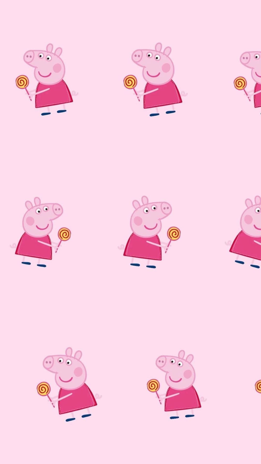 Peppa Pig, spiral lolipop keyifle yiyor, iPhone duvar kağıdı.