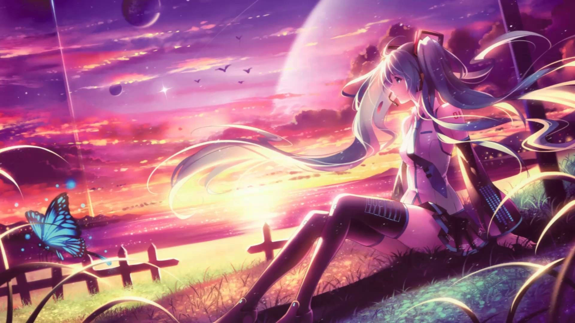 Pigtail Anime Kızı Nightcore Duvar Kağıdı