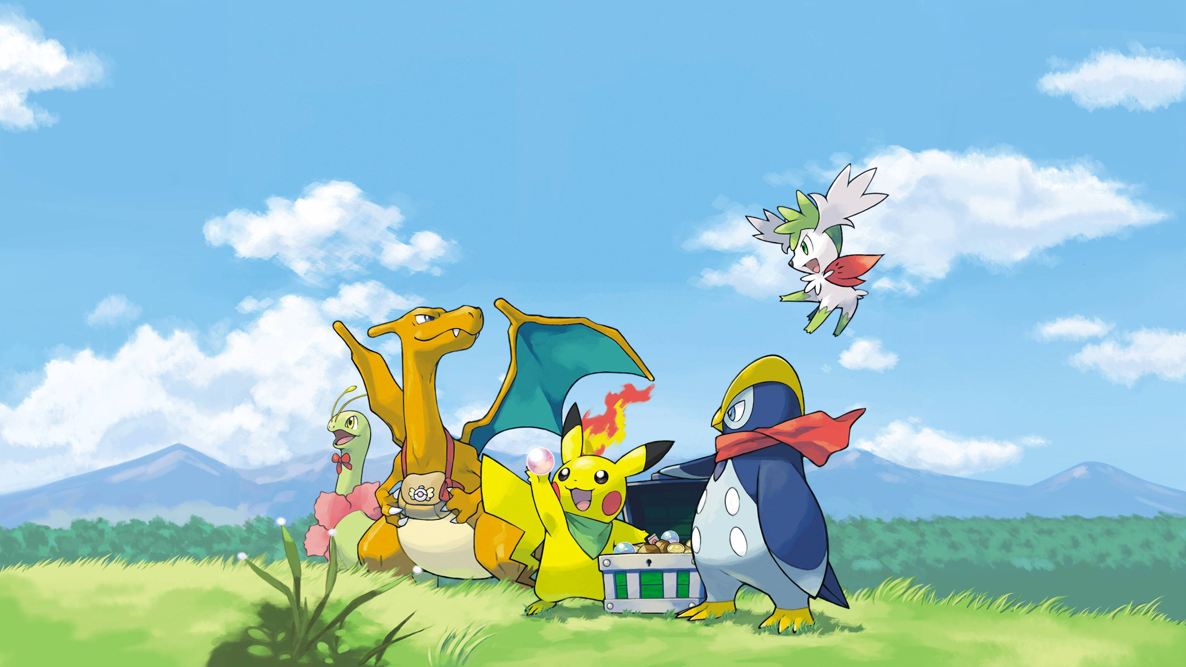 Pikachu 4K ve Pokemon Kuzenleri Saha Gezisi Duvar Kağıdı