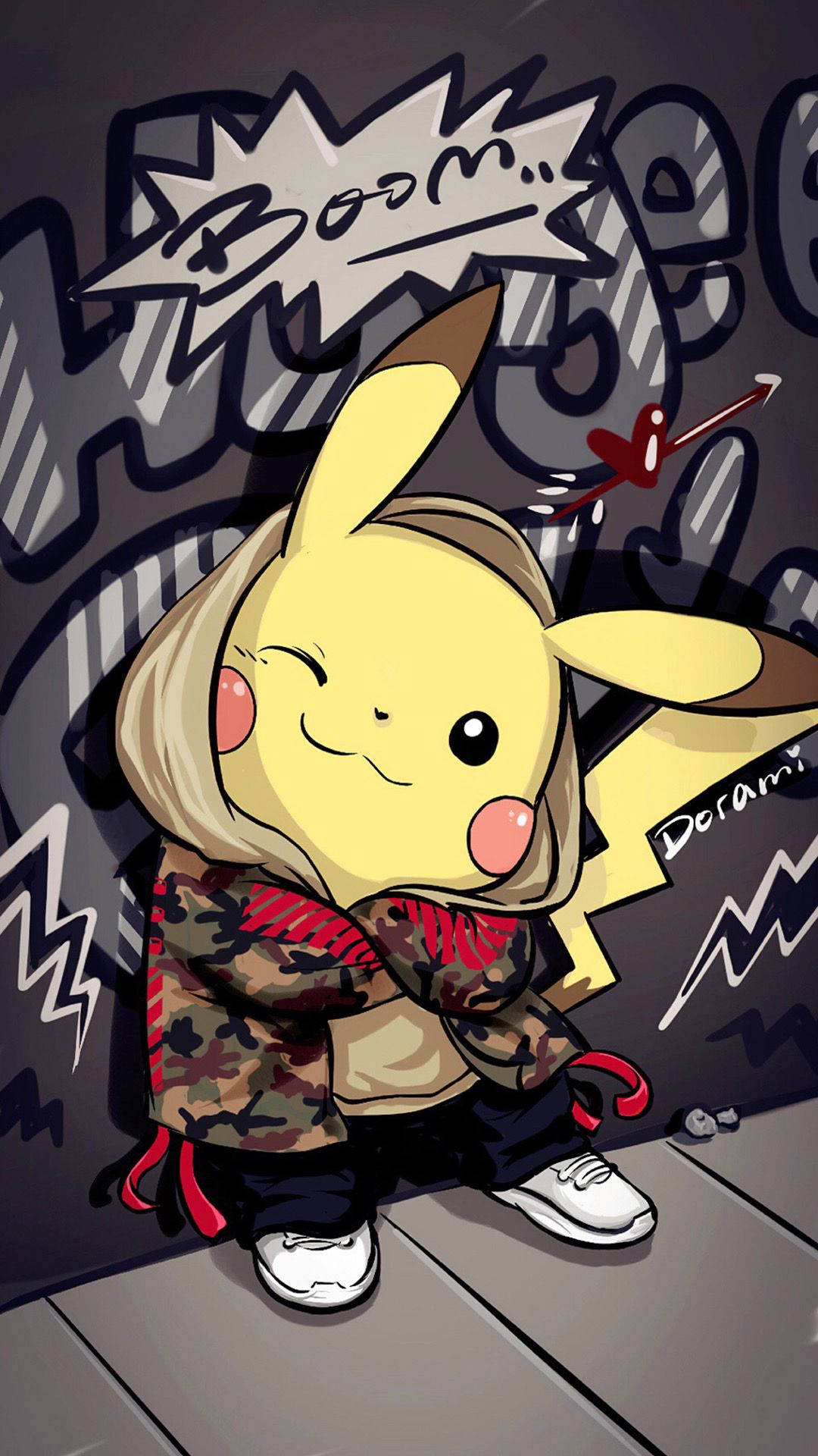 Pikachu Graffiti Sanatıyla Duvar Kağıdı
