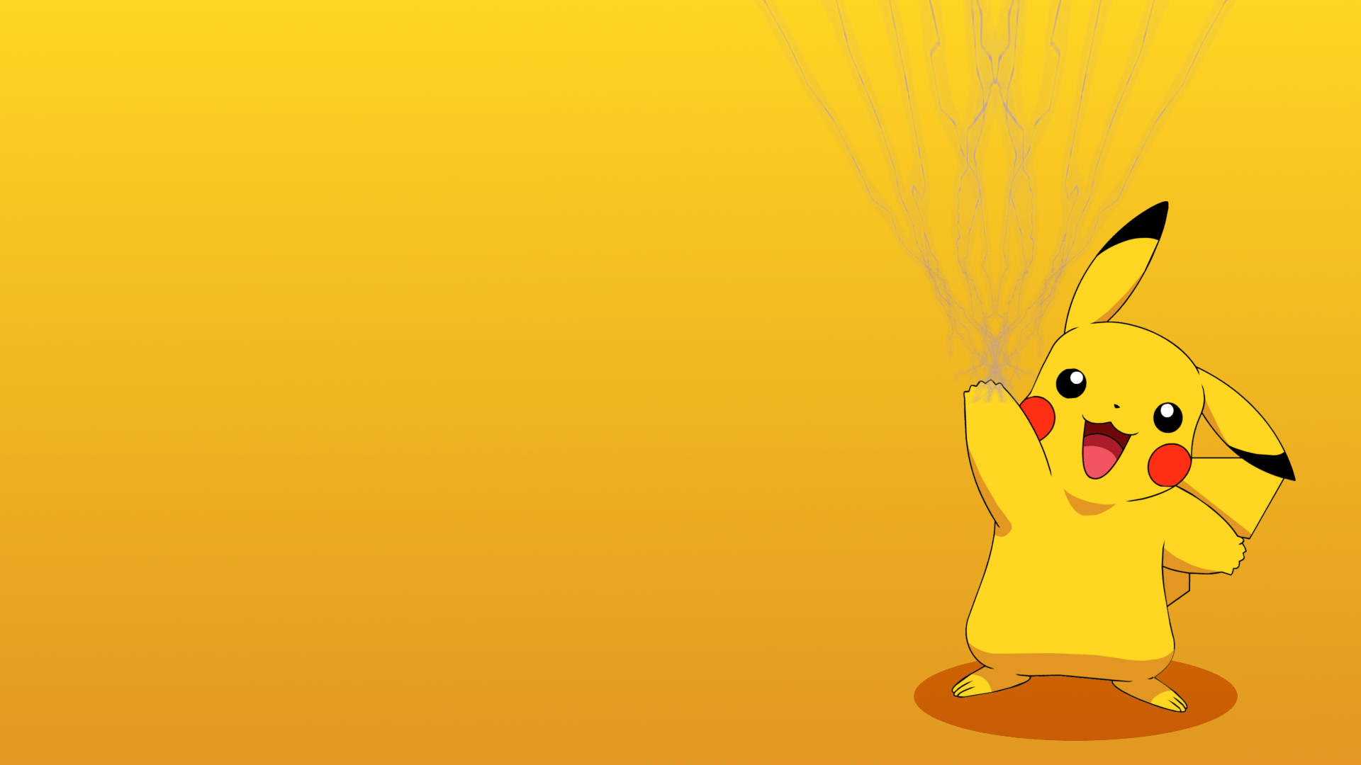 Gradyan arka planda yıldırımını yükleyen Pikachu duvar kağıdı.