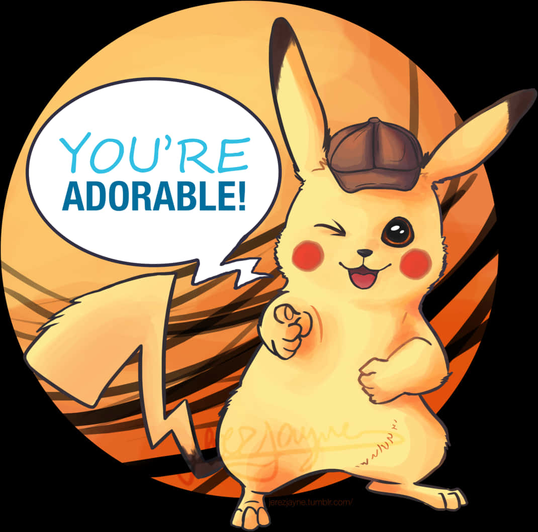 Pikachu Şapkalı Sevimli İfade Duvar Kağıdı